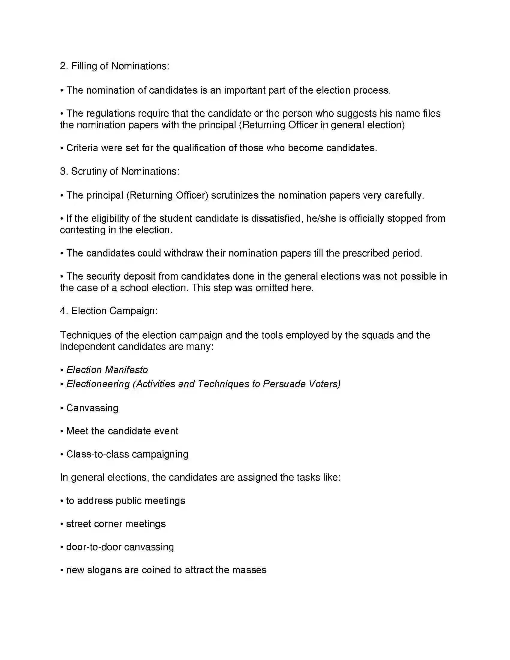 Maharashtra Board Class 10th Political Science - English Medium The Electoral Process Solution 6