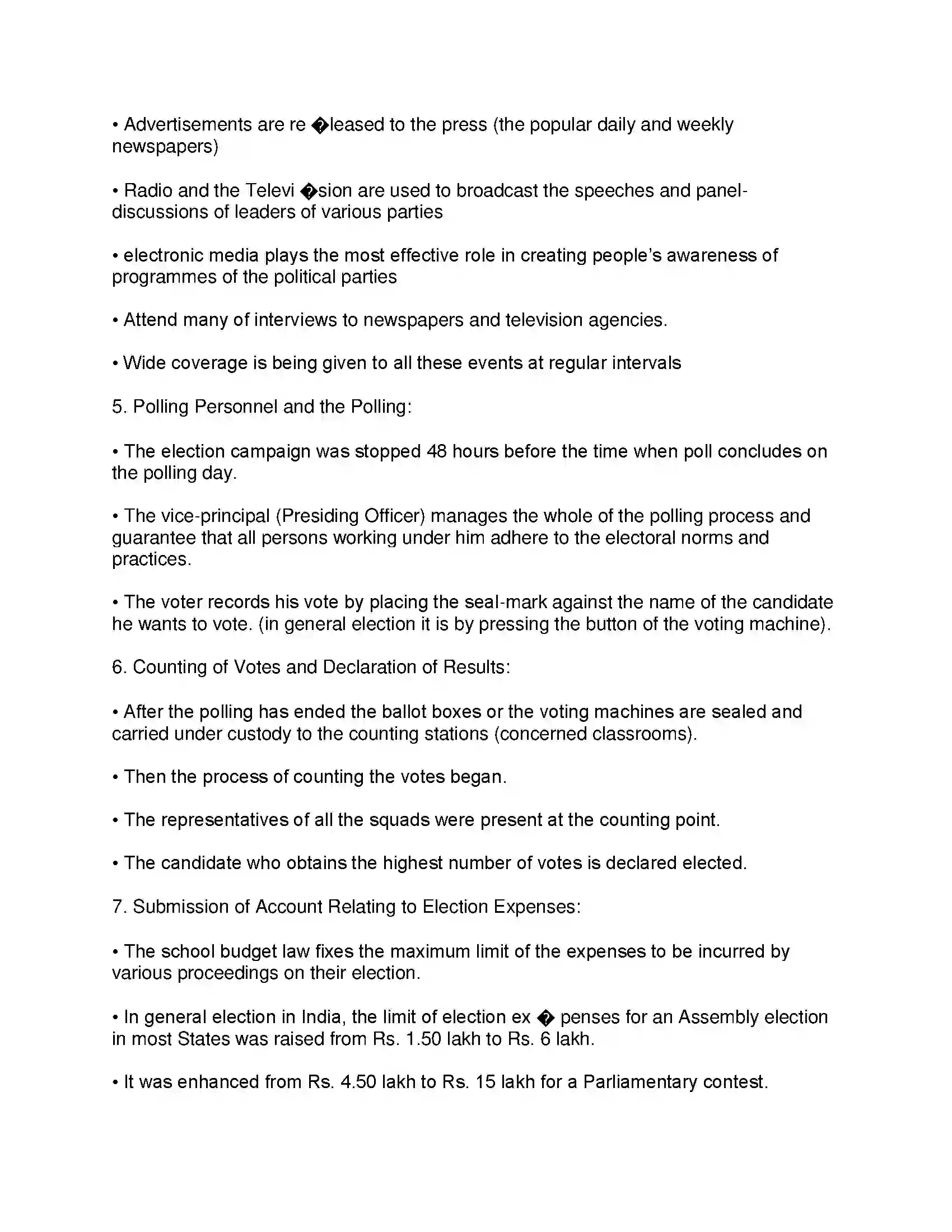 Maharashtra Board Class 10th Political Science - English Medium The Electoral Process Solution 7