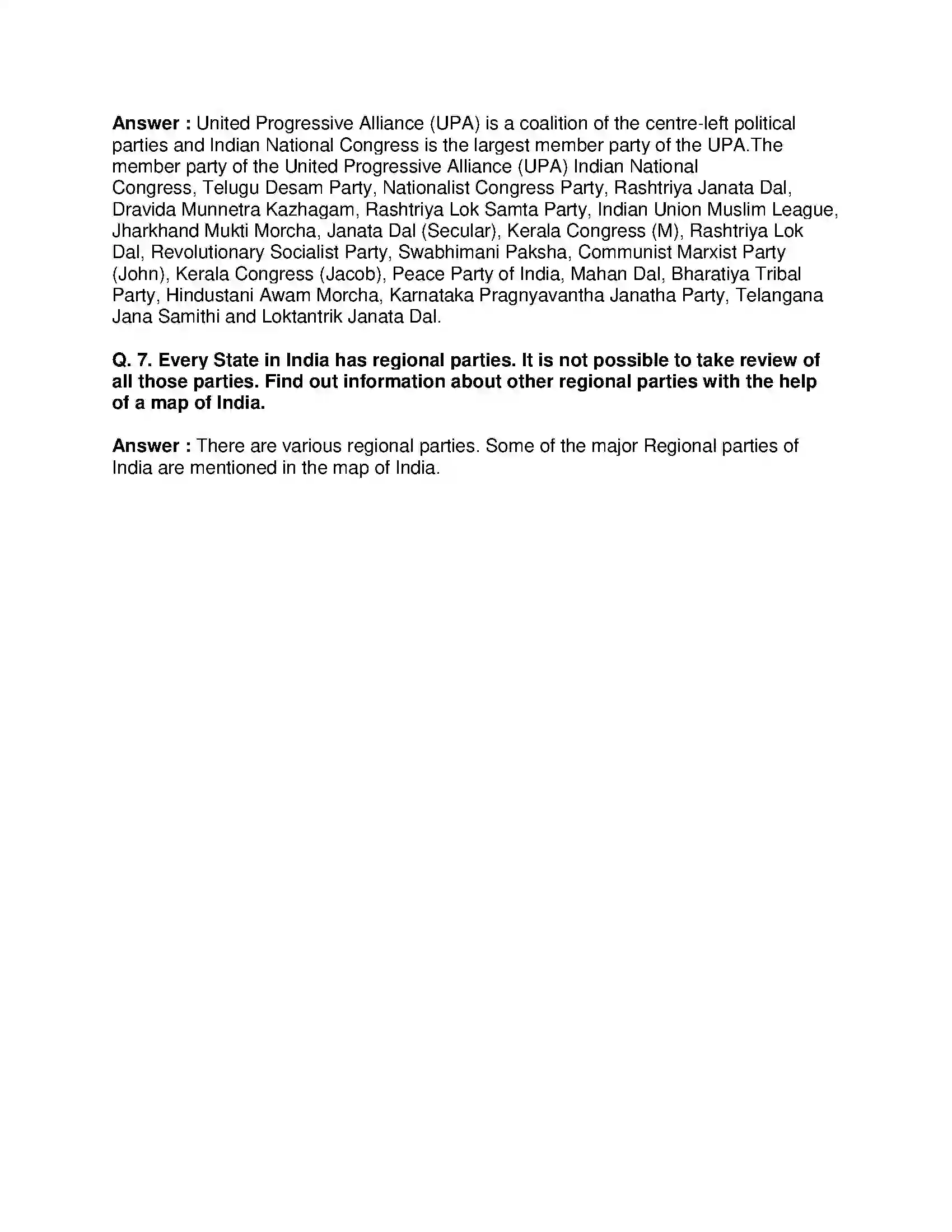 Maharashtra Board Class 10th Political Science - English Medium Political Parties Solution 10