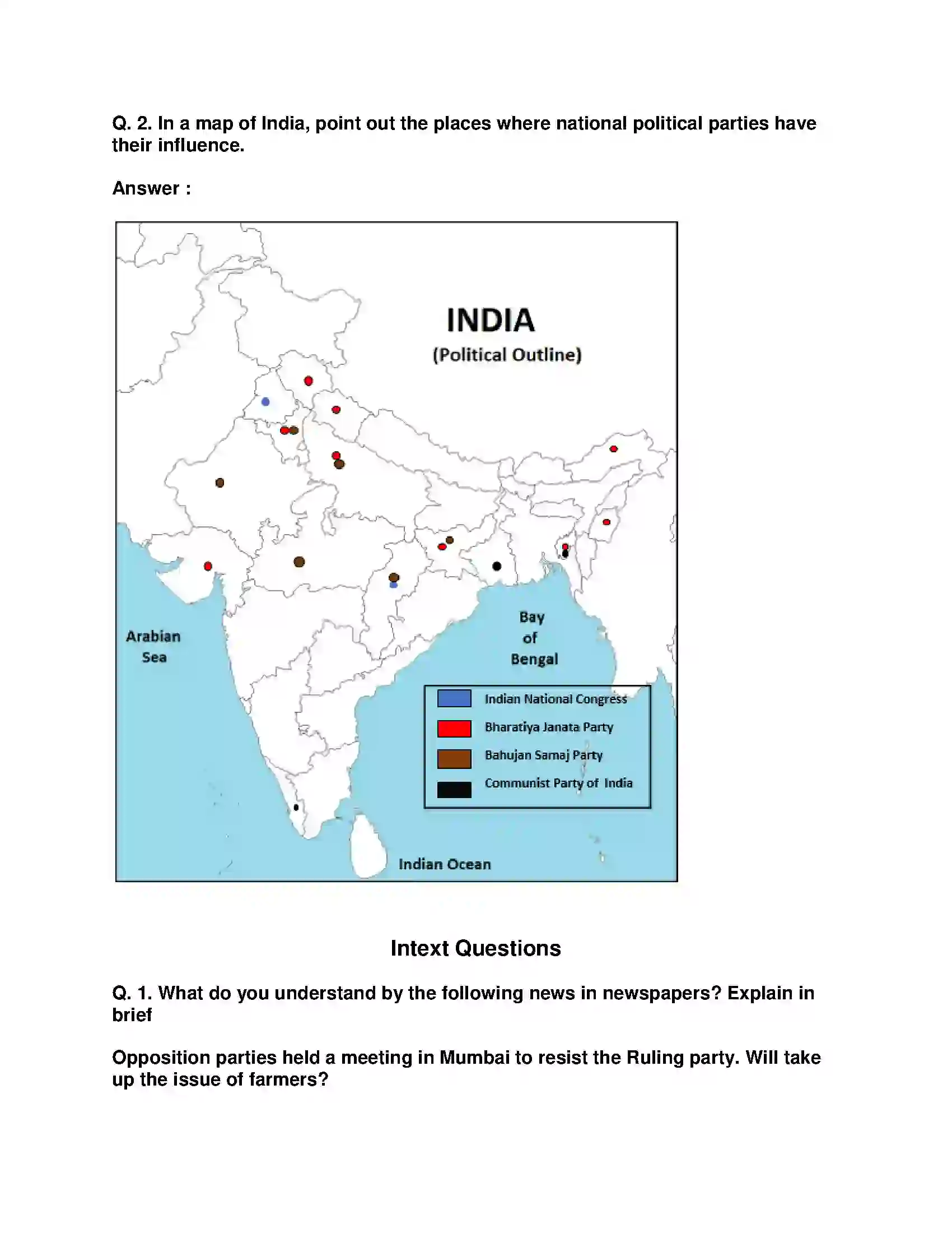 Maharashtra Board Class 10th Political Science - English Medium Political Parties Solution 6