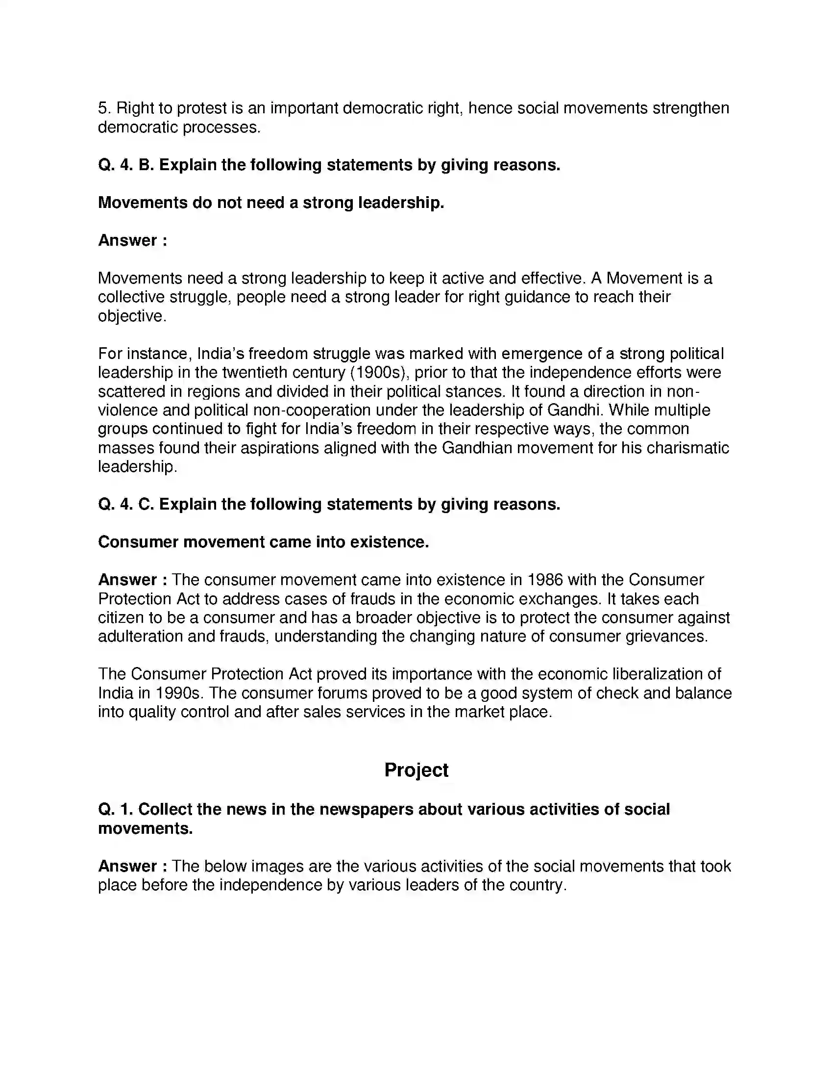 Maharashtra Board Class 10th Political Science - English Medium Social and Political Movements Solution 4