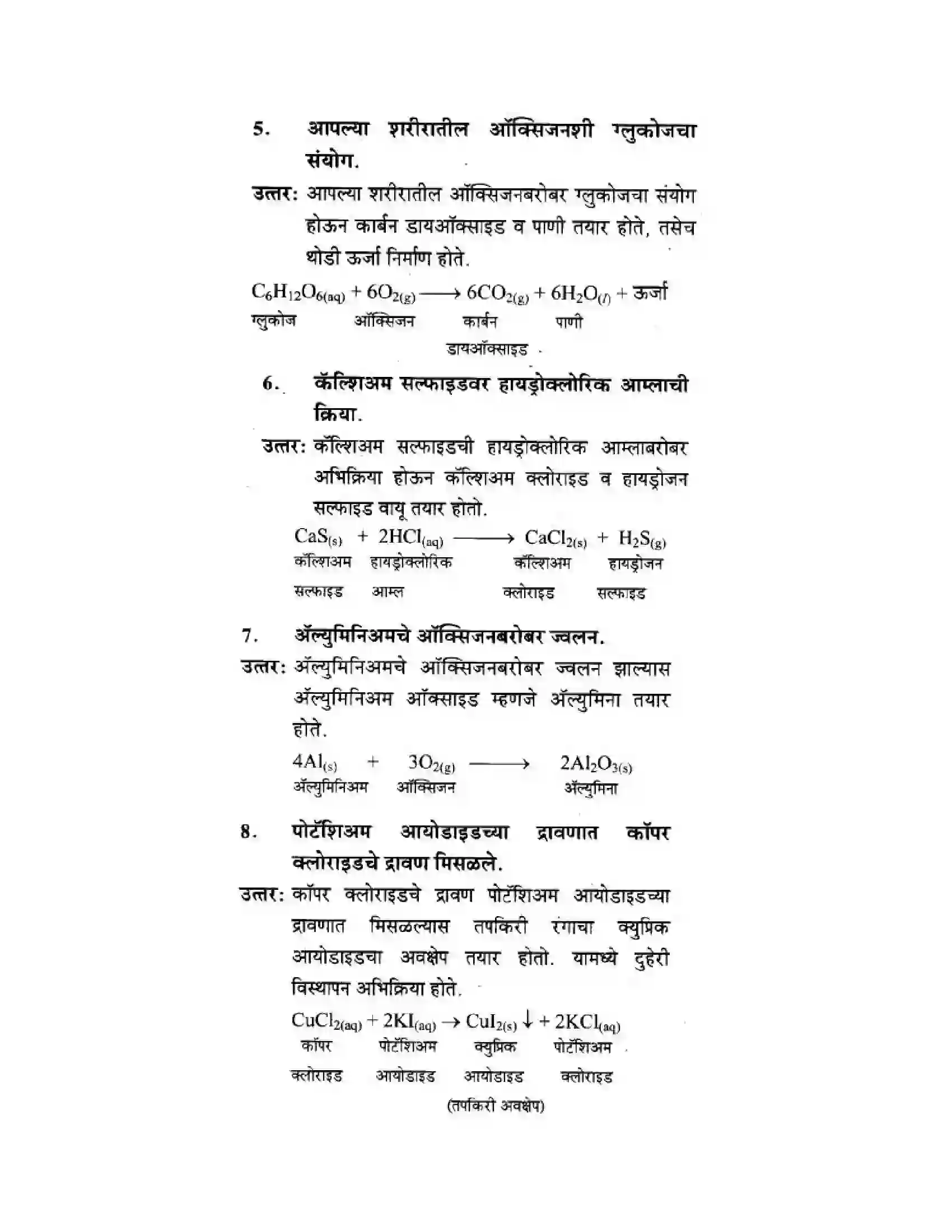 Maharashtra Board Class 10th Science & Technology - Marathi Medium The Magic of Chemical Reactions Solution 25