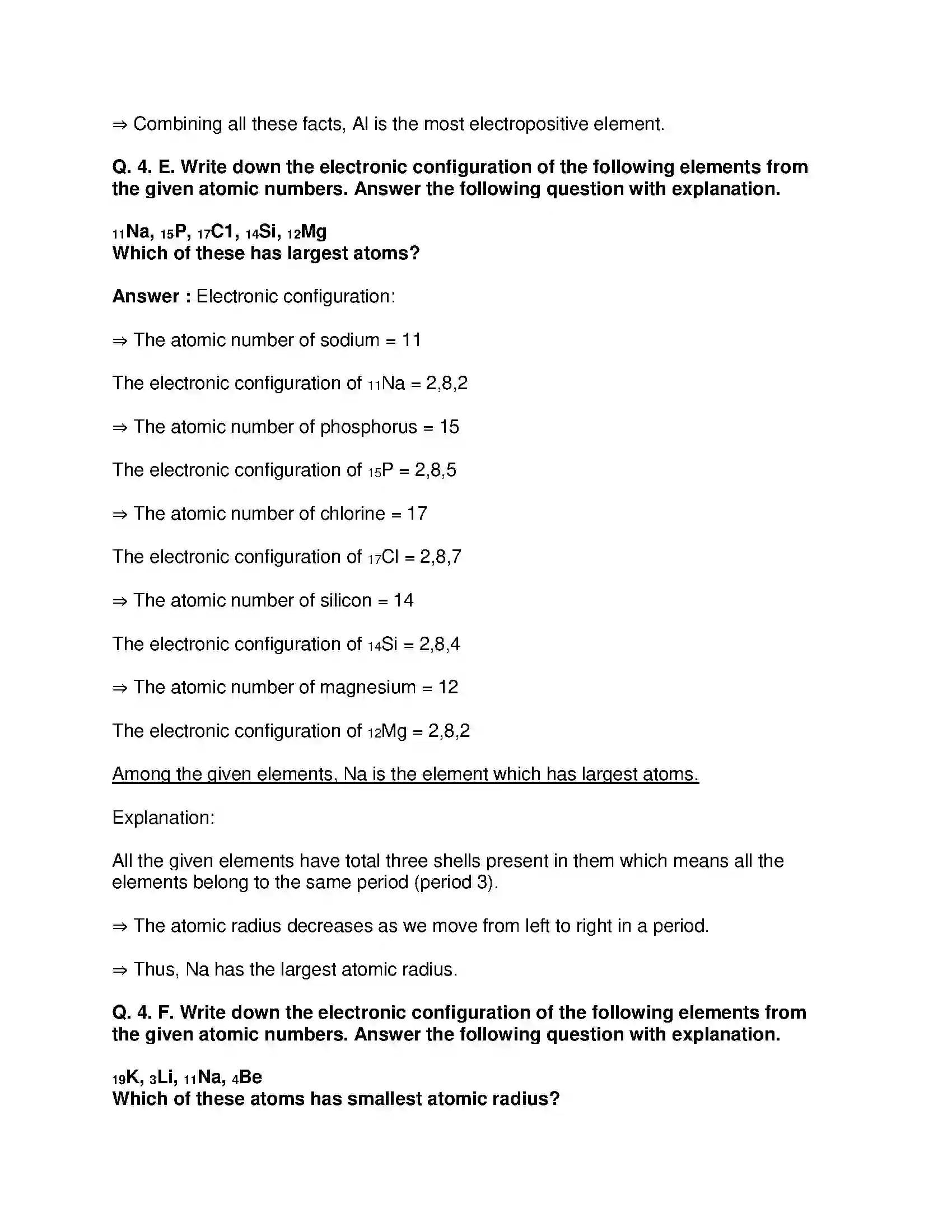 Maharashtra Board Class 10th Science & Technology-I - English Medium Periodic Classification of Element Solution 11