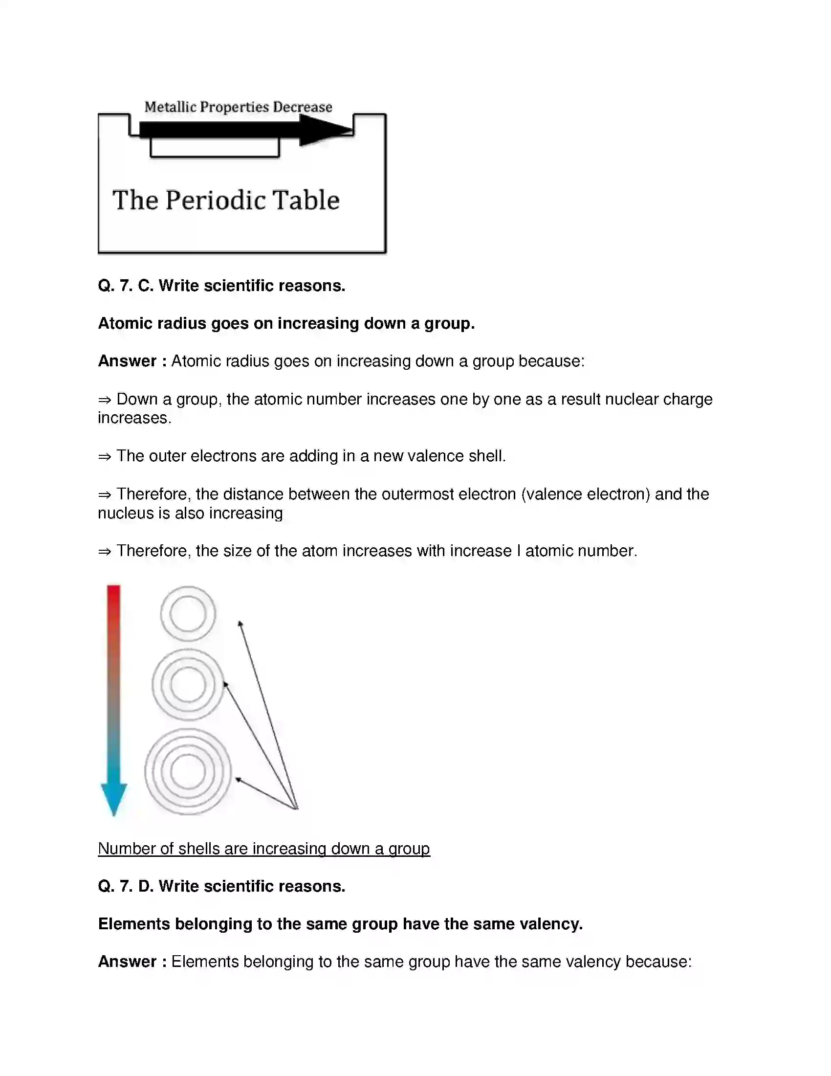 Maharashtra Board Class 10th Science & Technology-I - English Medium Periodic Classification of Element Solution 18