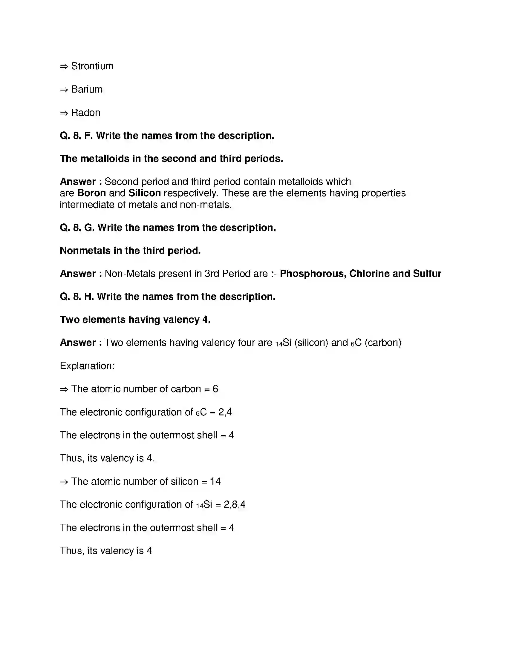 Maharashtra Board Class 10th Science & Technology-I - English Medium Periodic Classification of Element Solution 22