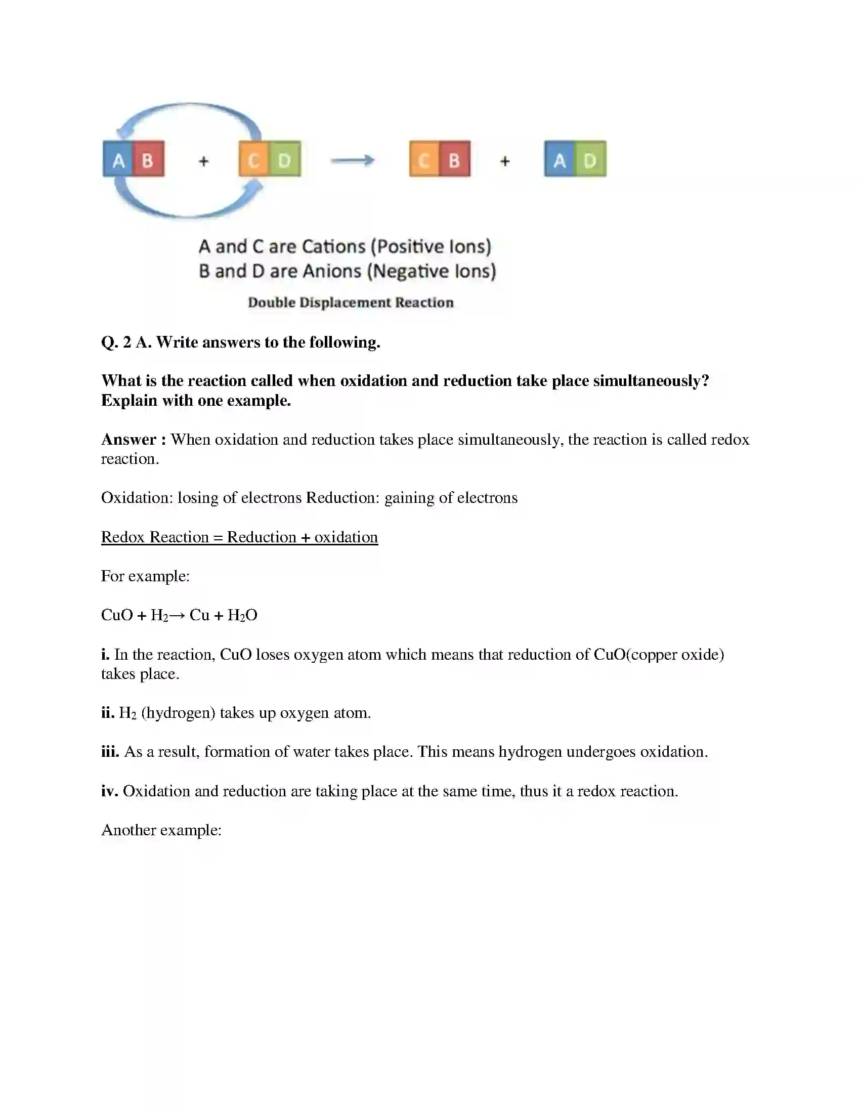 Maharashtra Board Class 10th Science & Technology-I - English Medium Chemical Reactions & Equations Solution 3