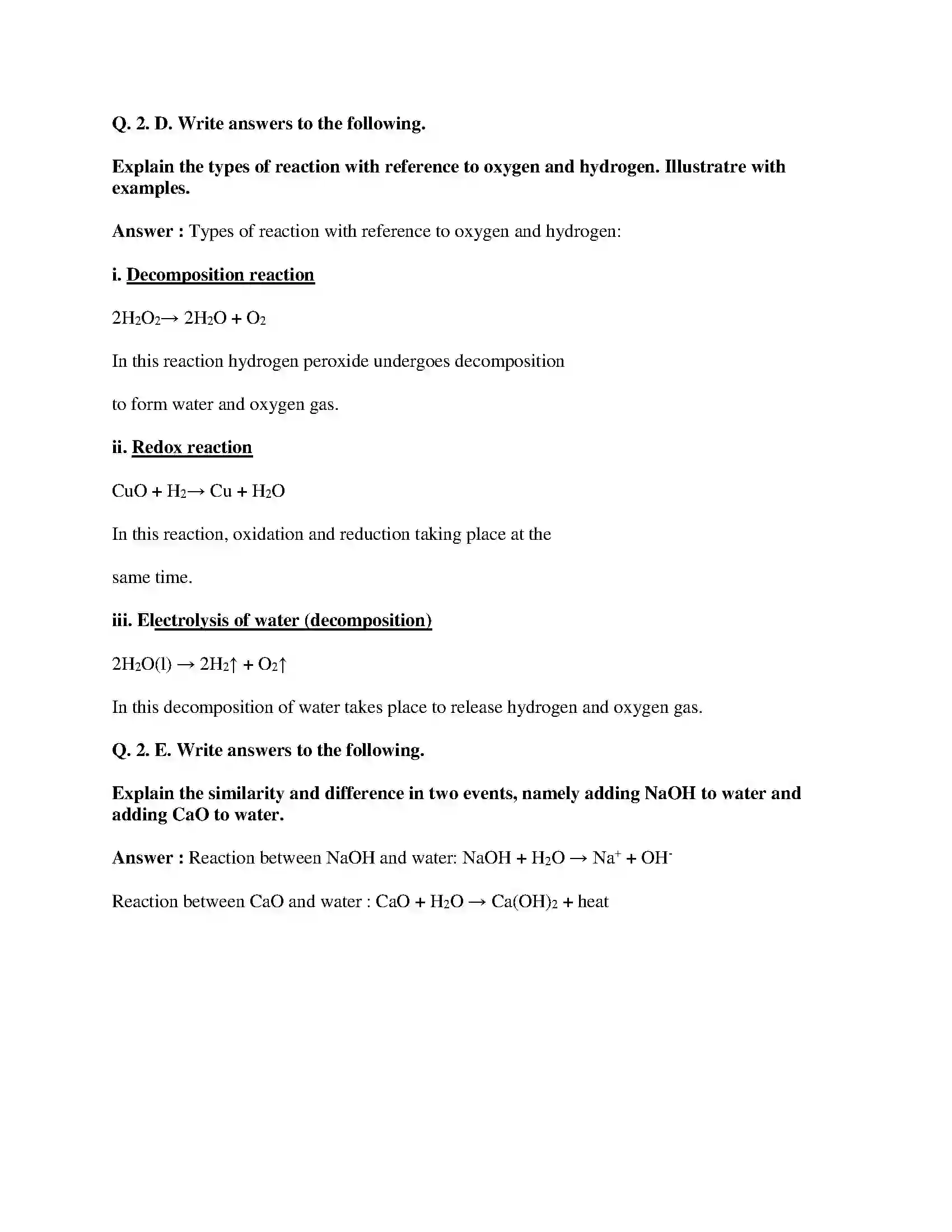 Maharashtra Board Class 10th Science & Technology-I - English Medium Chemical Reactions & Equations Solution 5