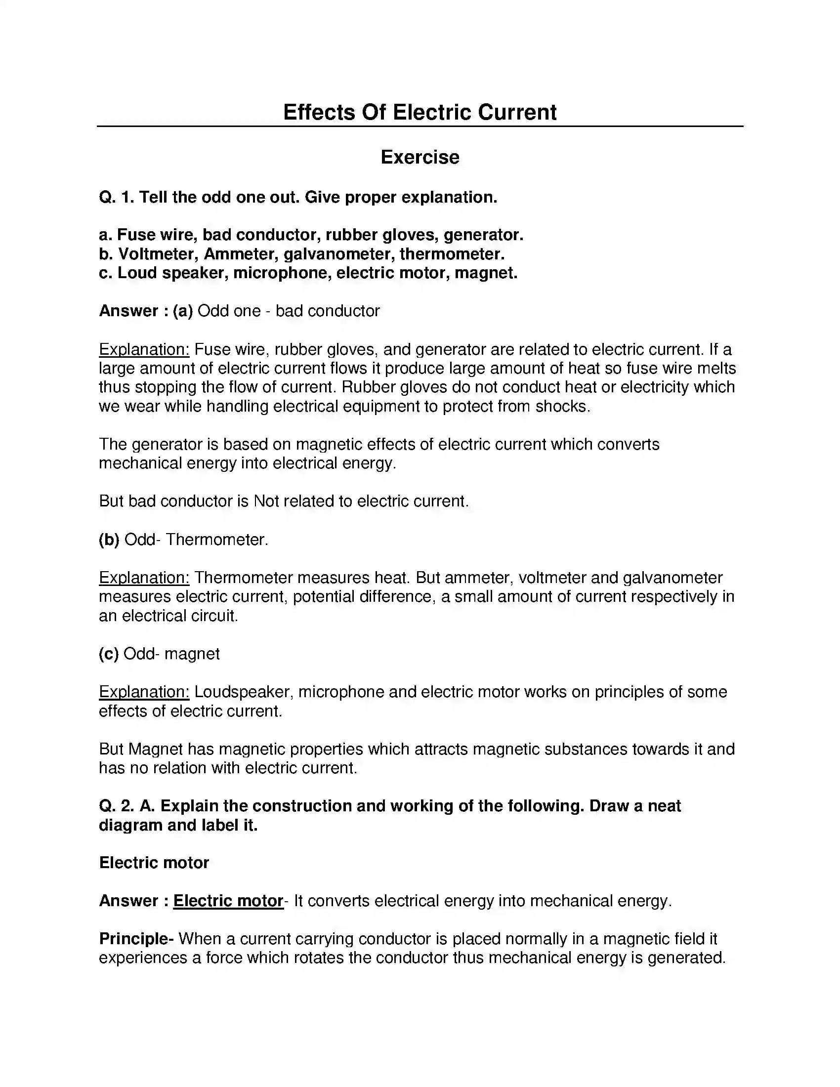 Maharashtra Board Class 10th Science & Technology-I - English Medium Effects of Electric Current Solution 1