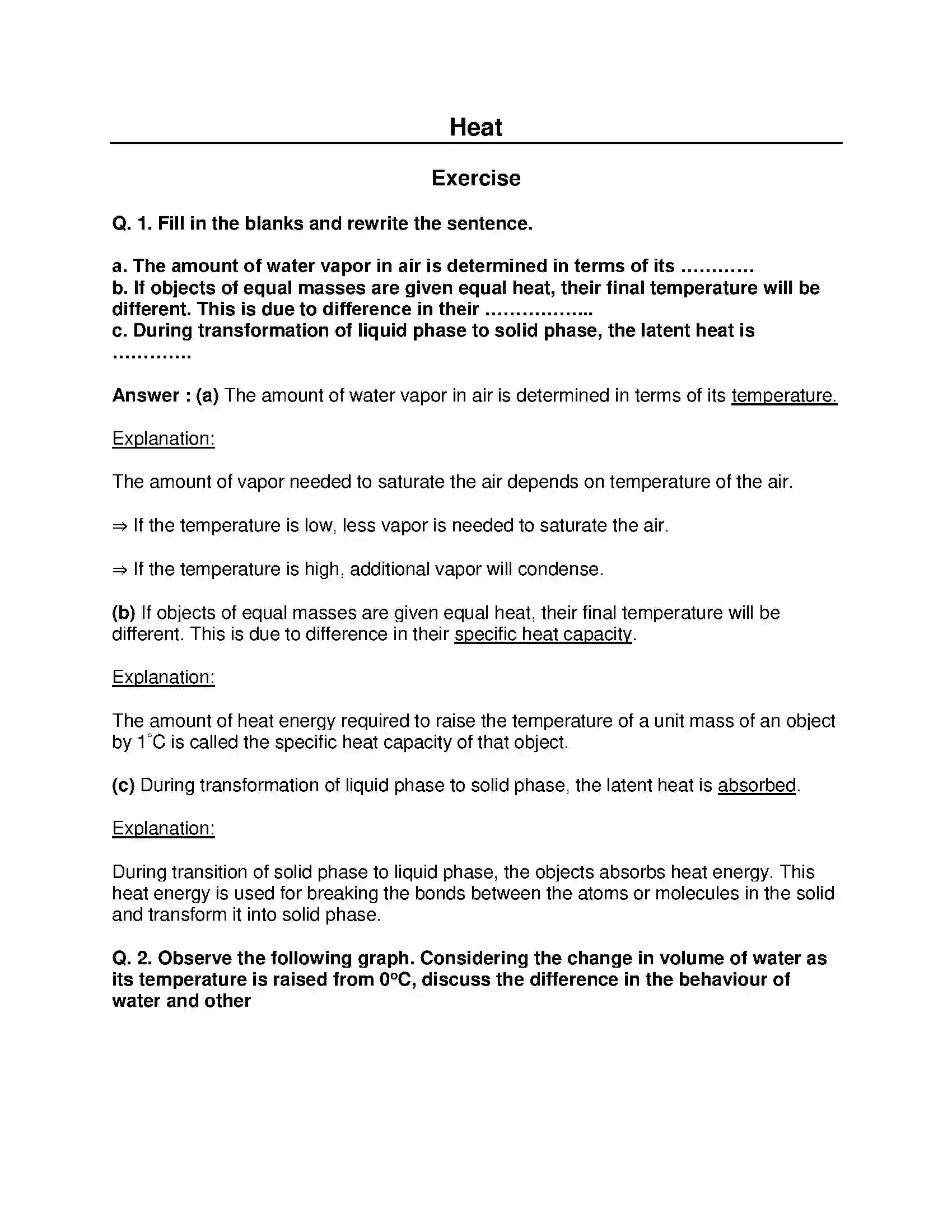 Maharashtra Board Class 10th Science & Technology-I - English Medium Heat Solution 1