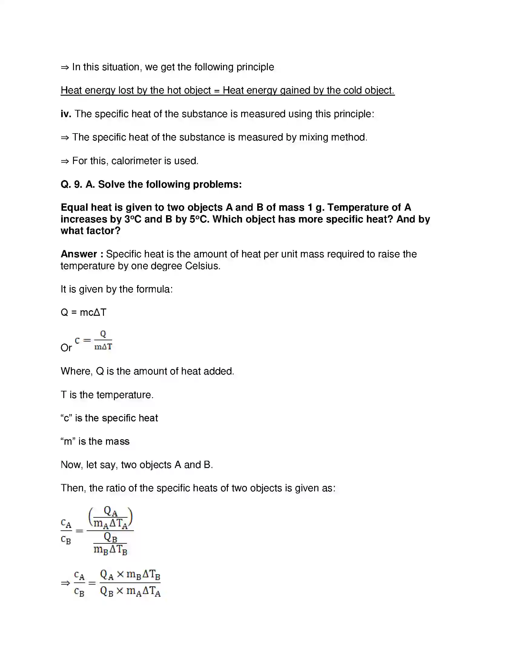 Maharashtra Board Class 10th Science & Technology-I - English Medium Heat Solution 9