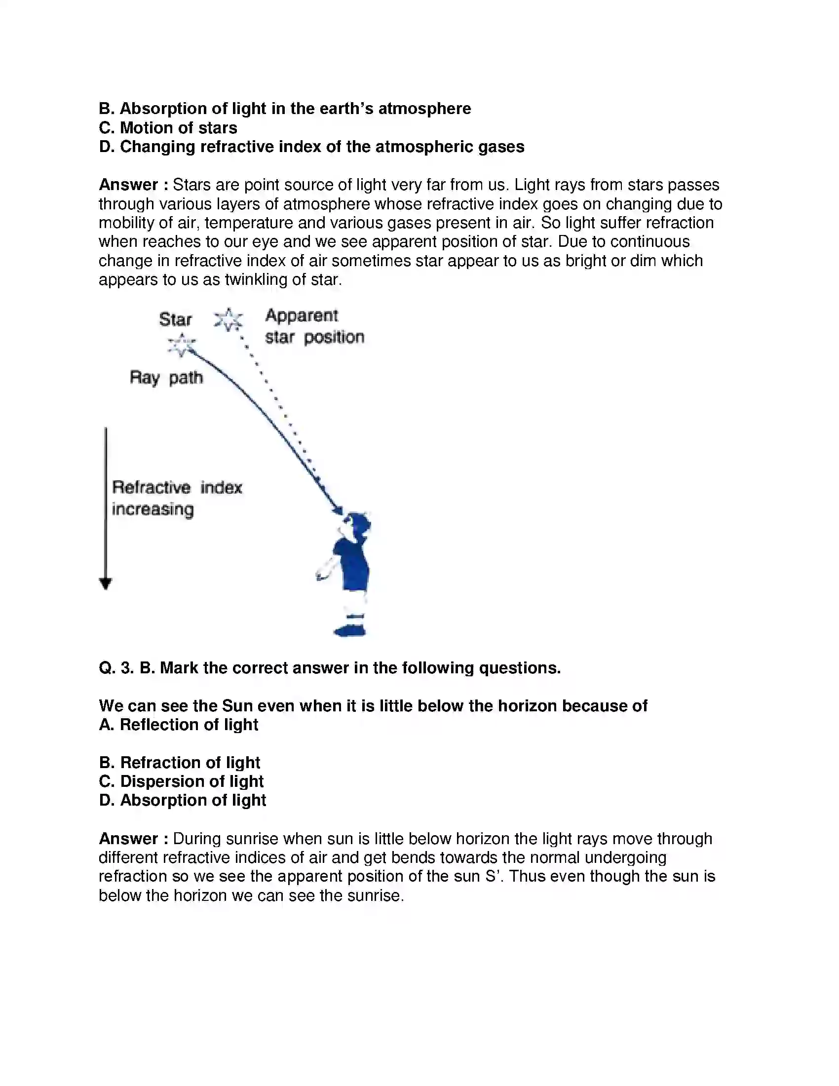Maharashtra Board Class 10th Science & Technology-I - English Medium Refraction of Light Solution 3
