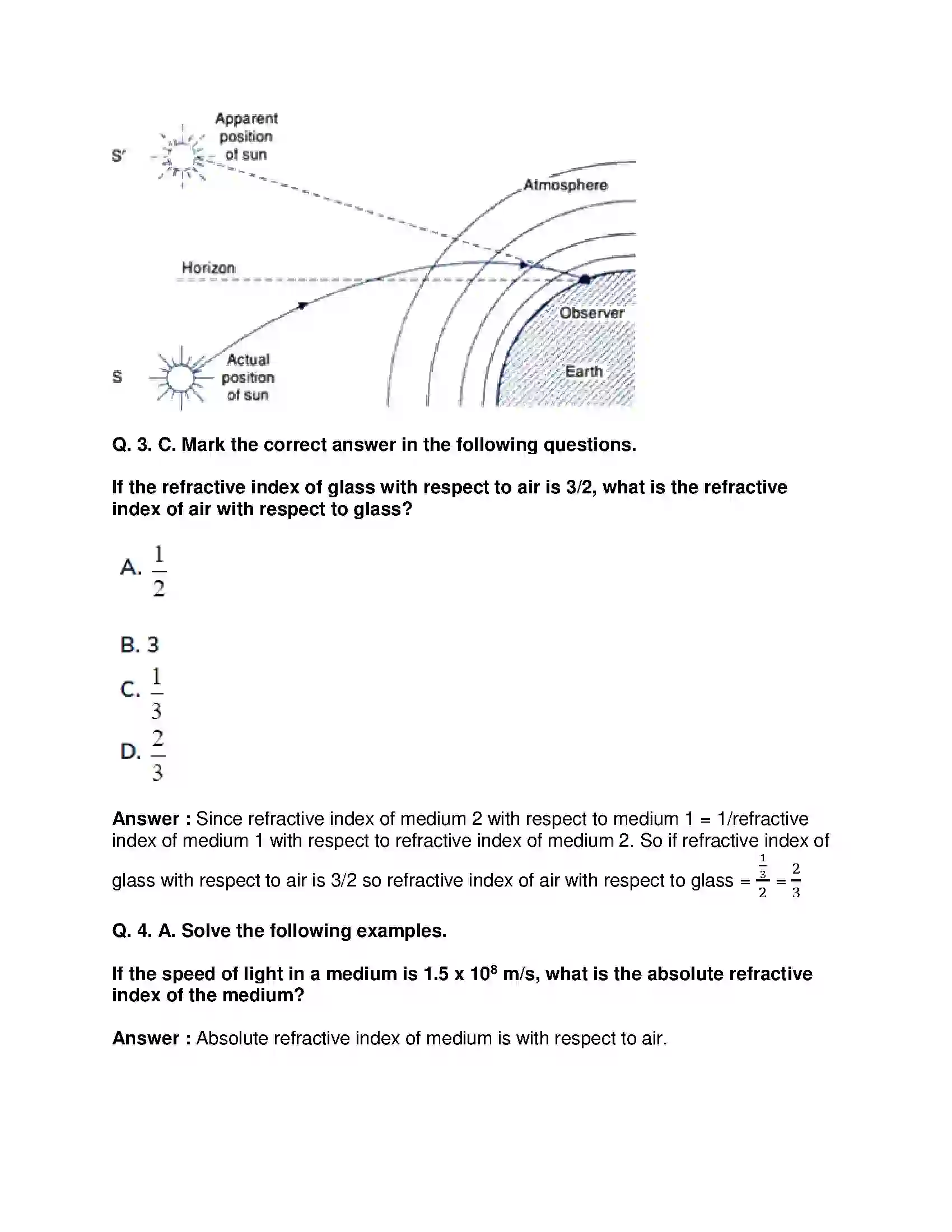 Maharashtra Board Class 10th Science & Technology-I - English Medium Refraction of Light Solution 4