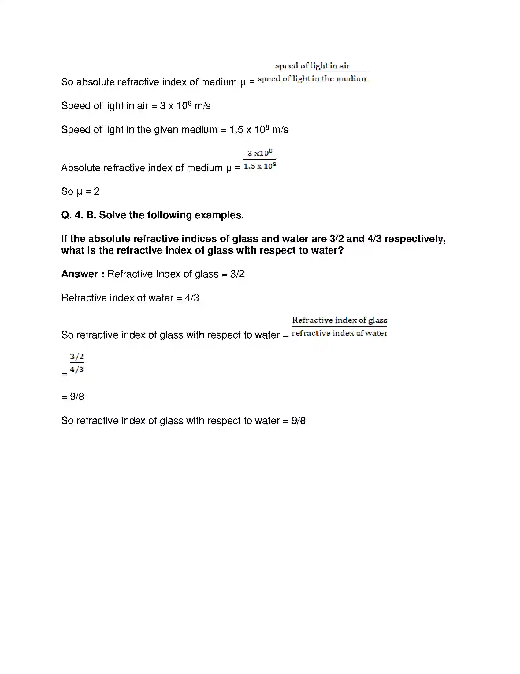 Maharashtra Board Class 10th Science & Technology-I - English Medium Refraction of Light Solution 5