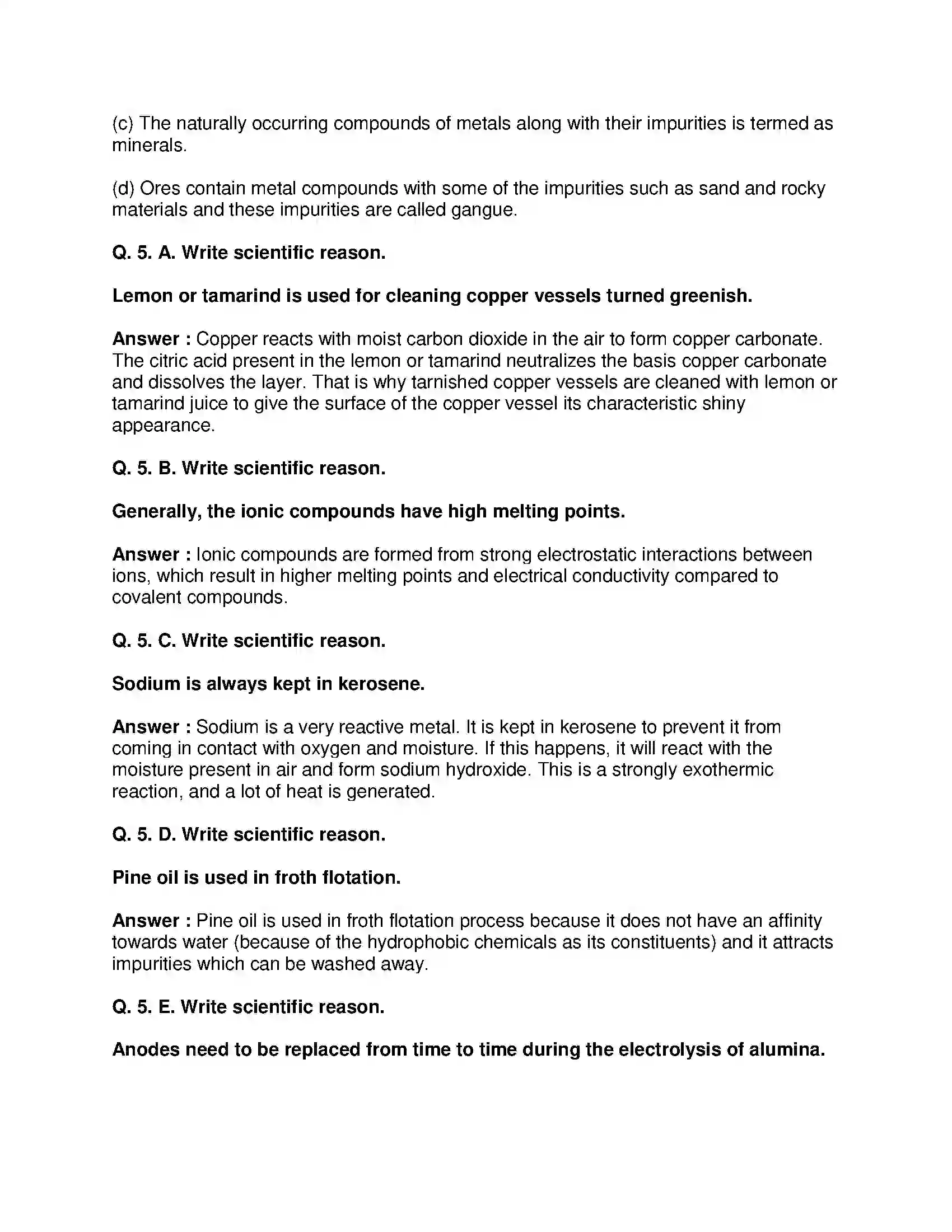 Maharashtra Board Class 10th Science & Technology-I - English Medium Metallurgy Solution 3