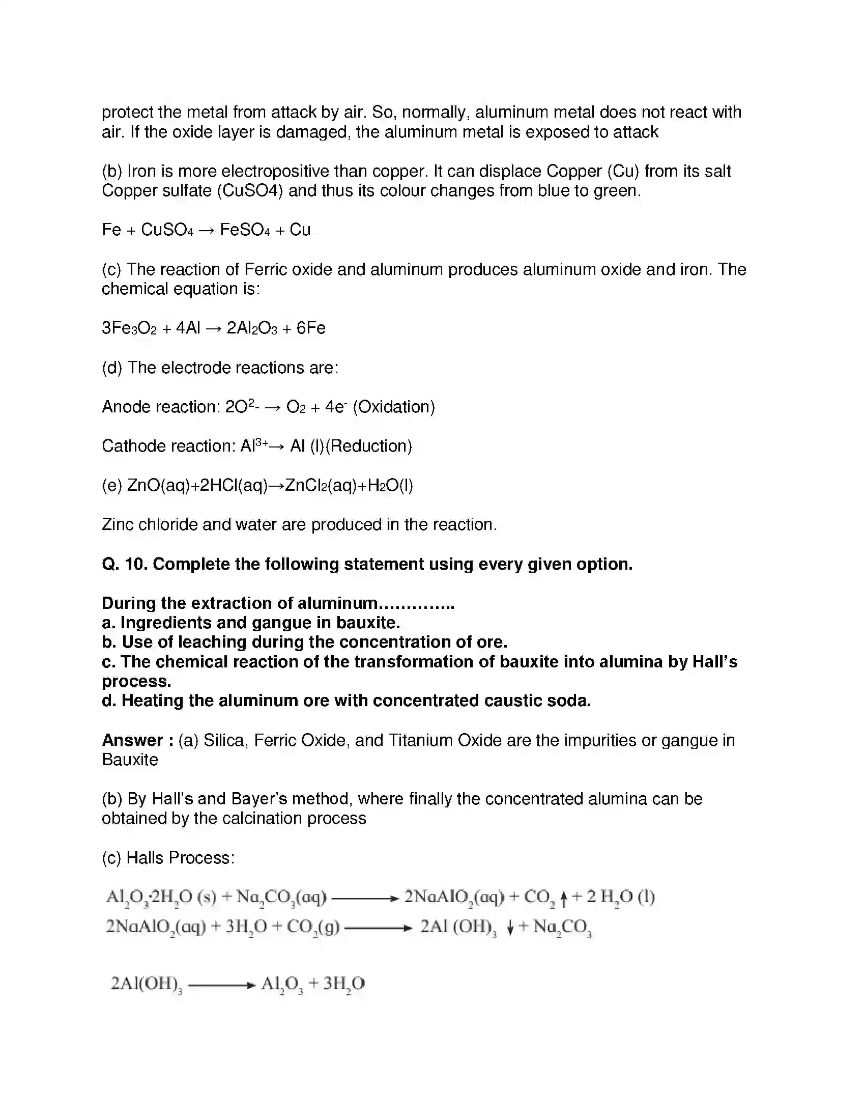 Maharashtra Board Class 10th Science & Technology-I - English Medium Metallurgy Solution 7