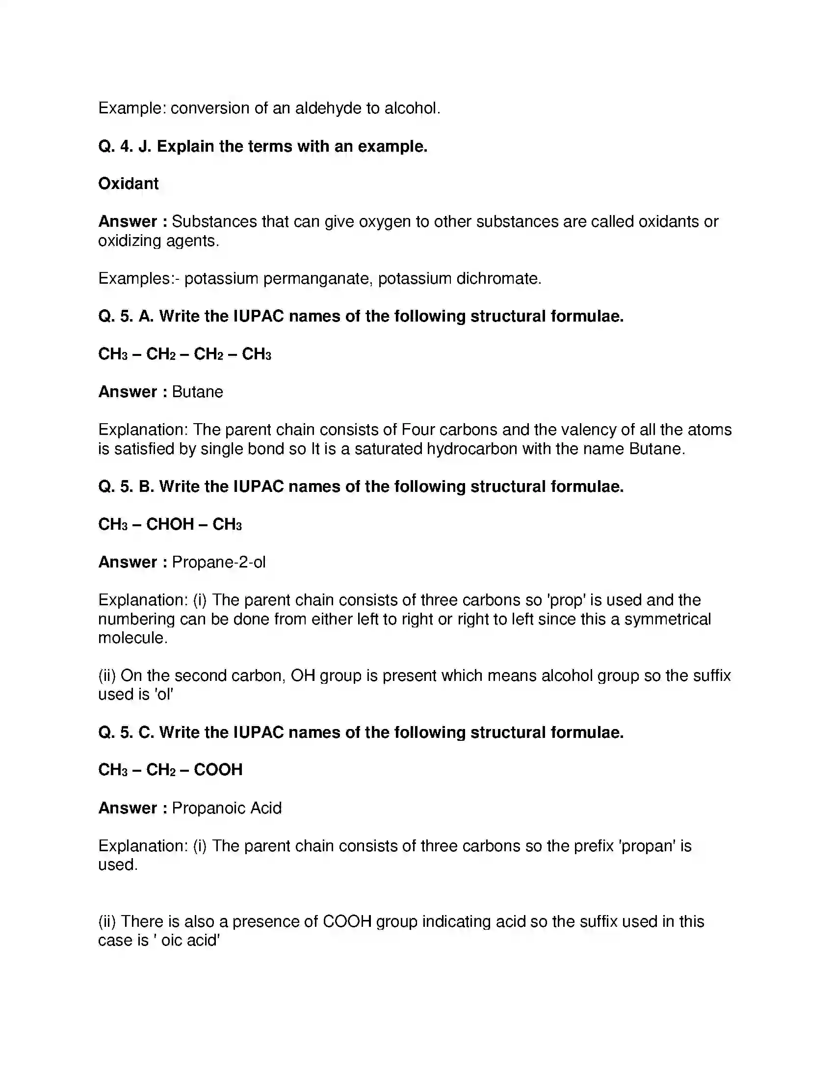 Maharashtra Board Class 10th Science & Technology-I - English Medium Carbon Compounds Solution 7