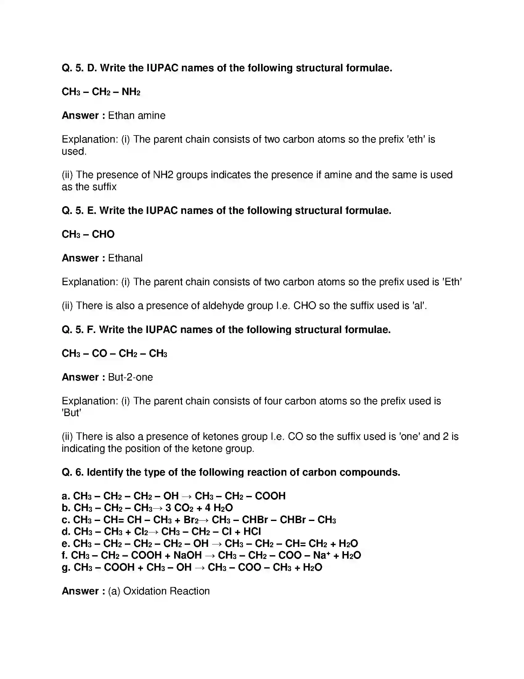 Maharashtra Board Class 10th Science & Technology-I - English Medium Carbon Compounds Solution 8