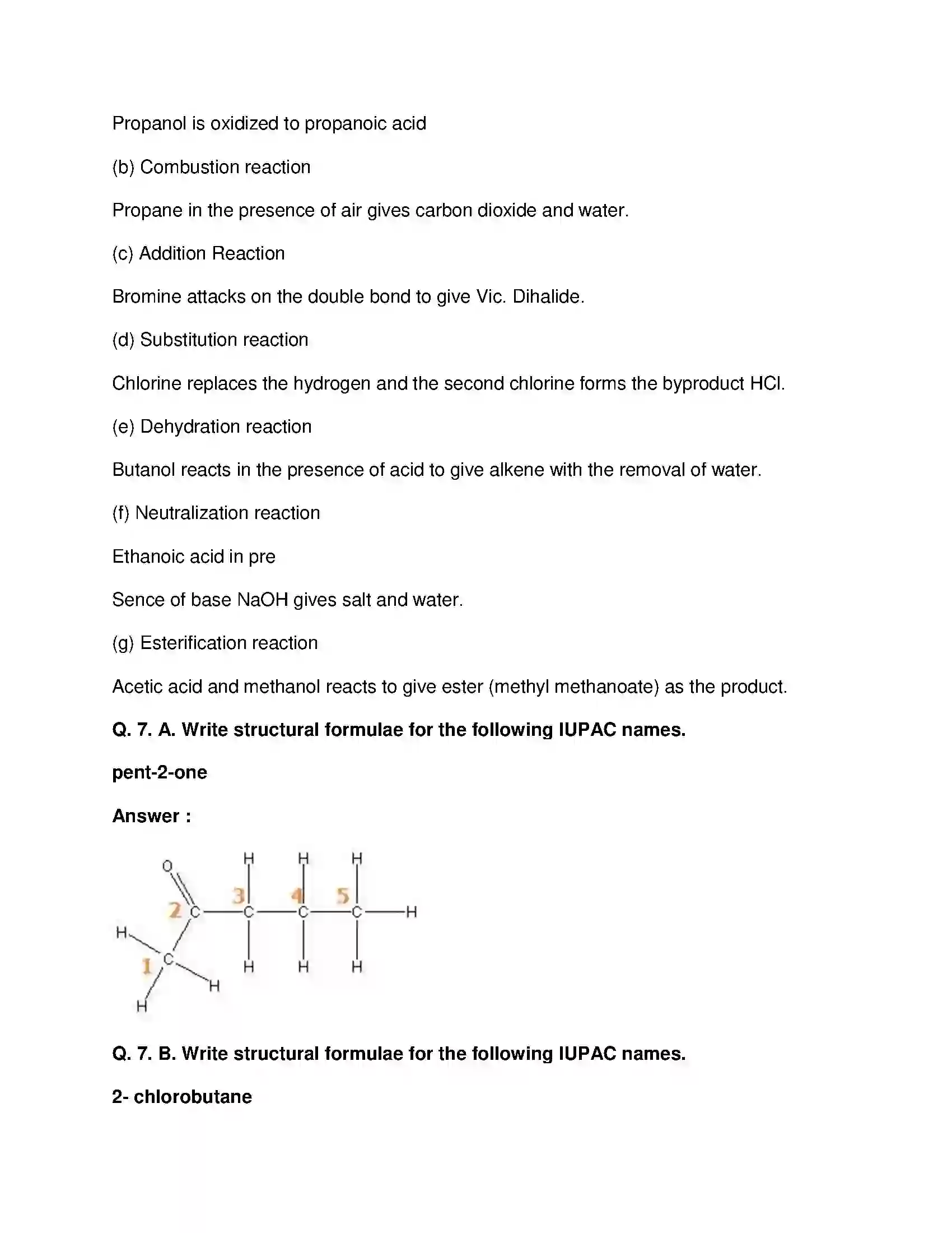 Maharashtra Board Class 10th Science & Technology-I - English Medium Carbon Compounds Solution 9