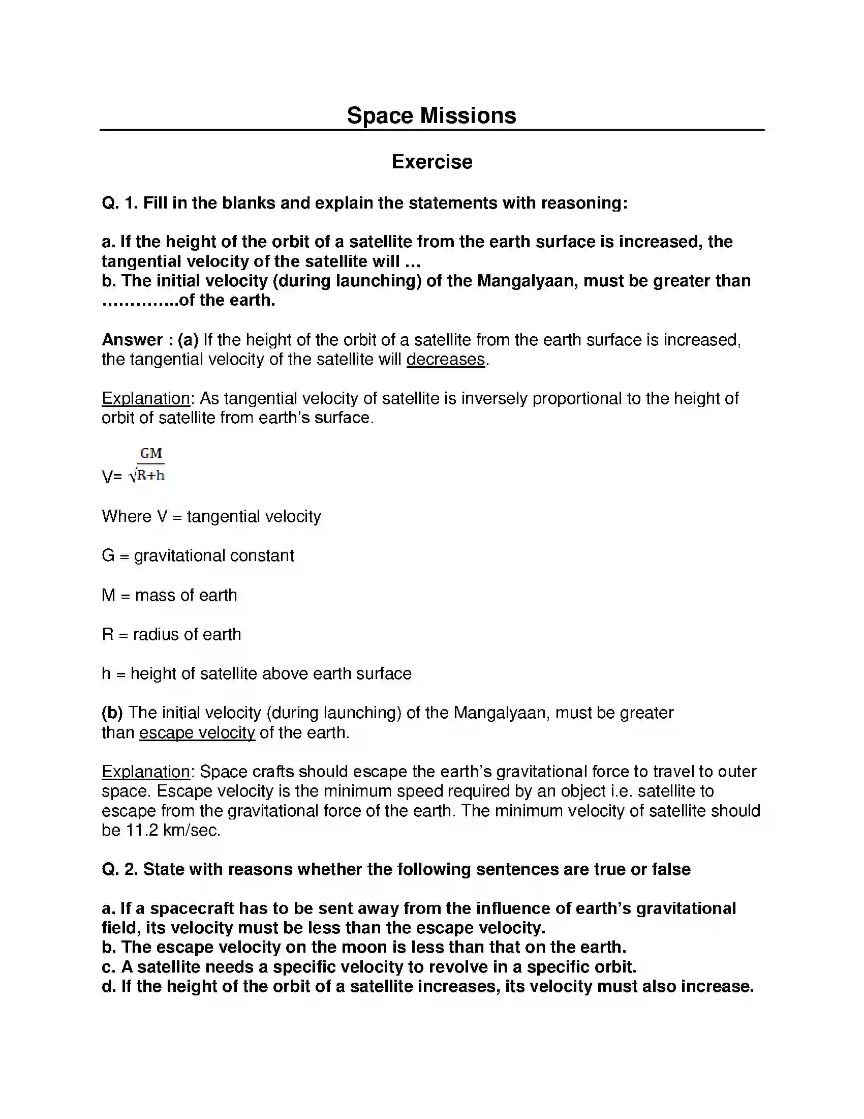 Maharashtra Board Class 10th Science & Technology-I - English Medium Space Missions Solution 1