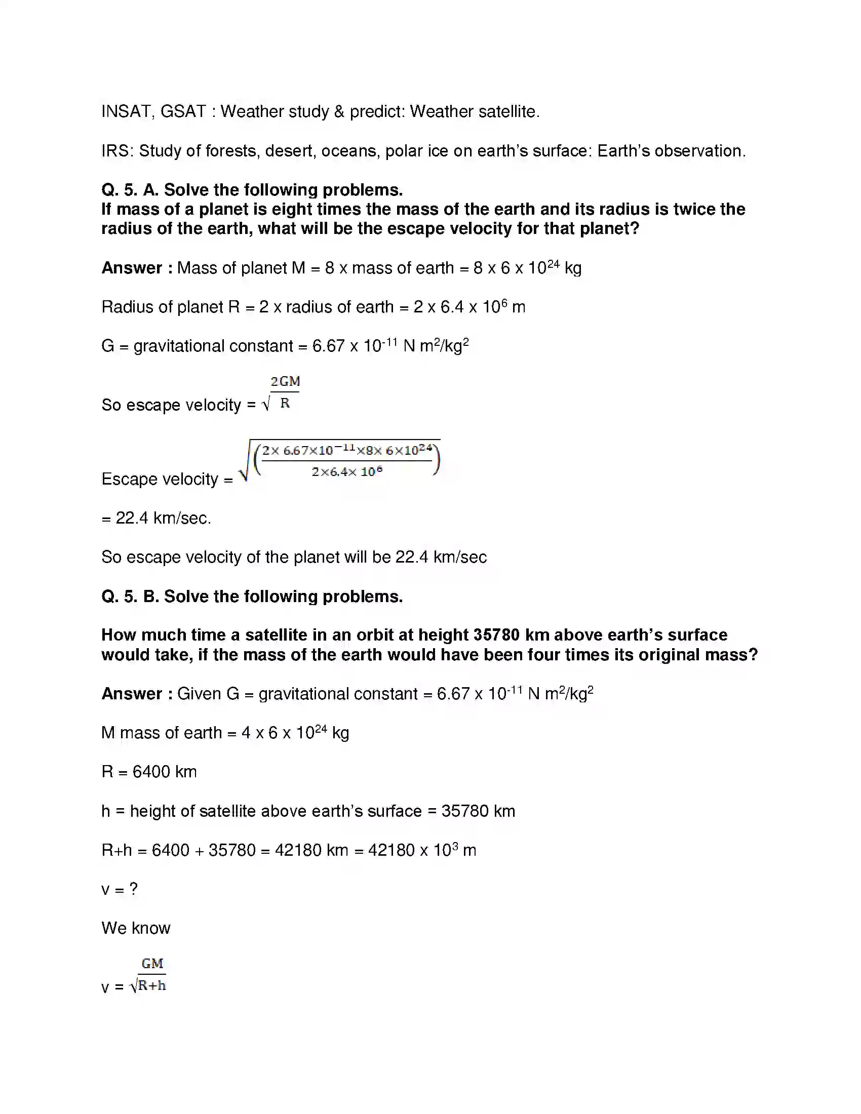 Maharashtra Board Class 10th Science & Technology-I - English Medium Space Missions Solution 6