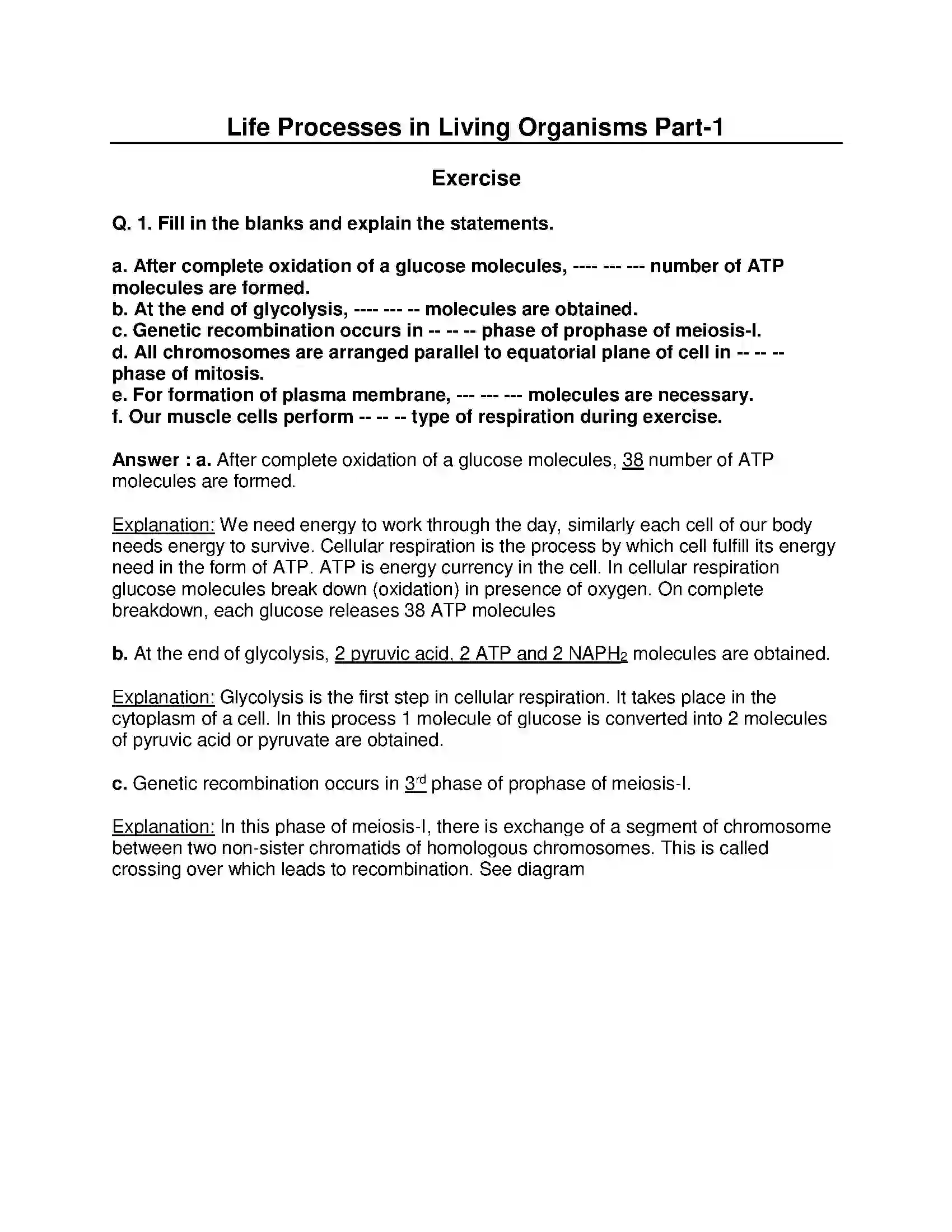 Maharashtra Board Class 10th Science & Technology-II - English Medium Life Processes in Living Organisms Part-1 Solution 1