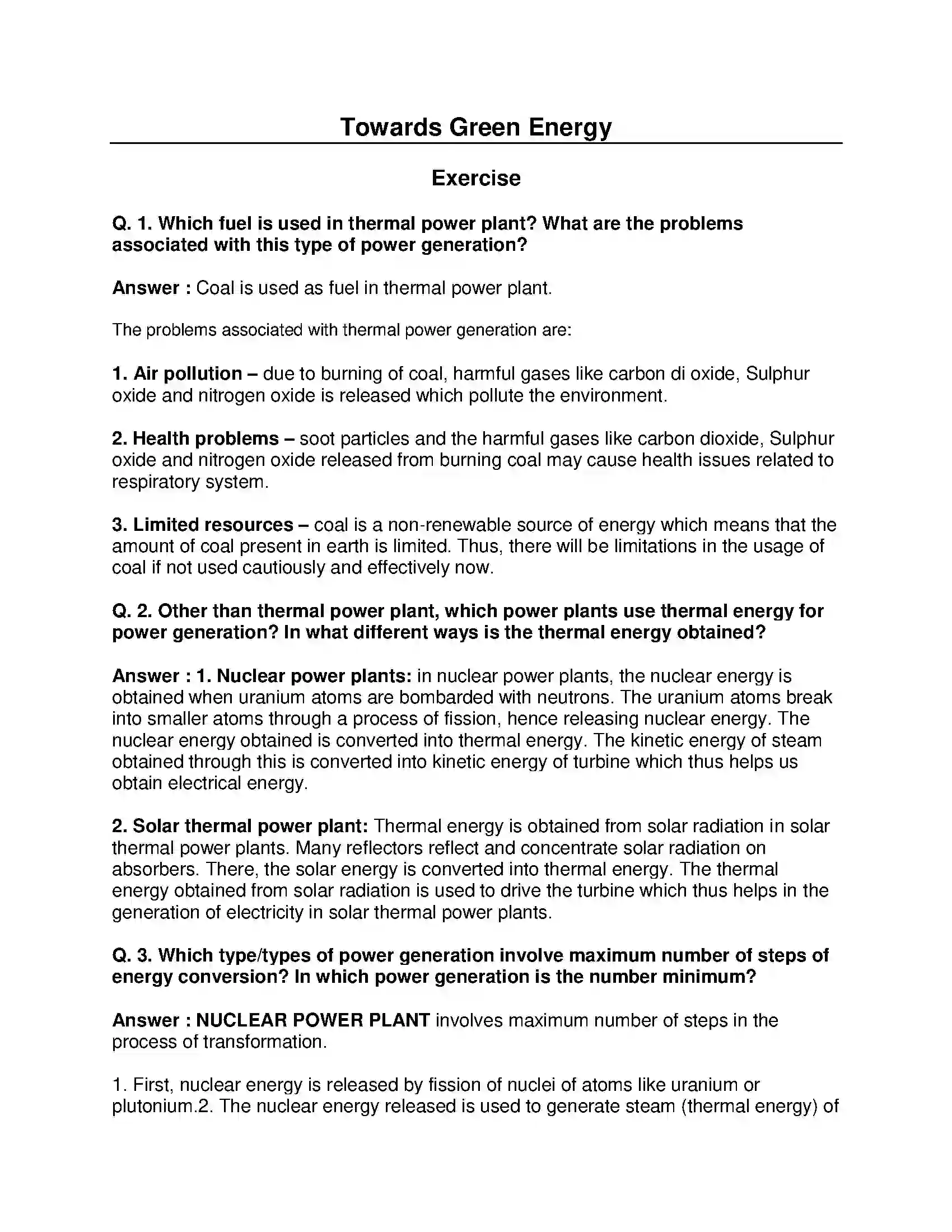 Maharashtra Board Class 10th Science & Technology-II - English Medium Towards Green Energy Solution 1