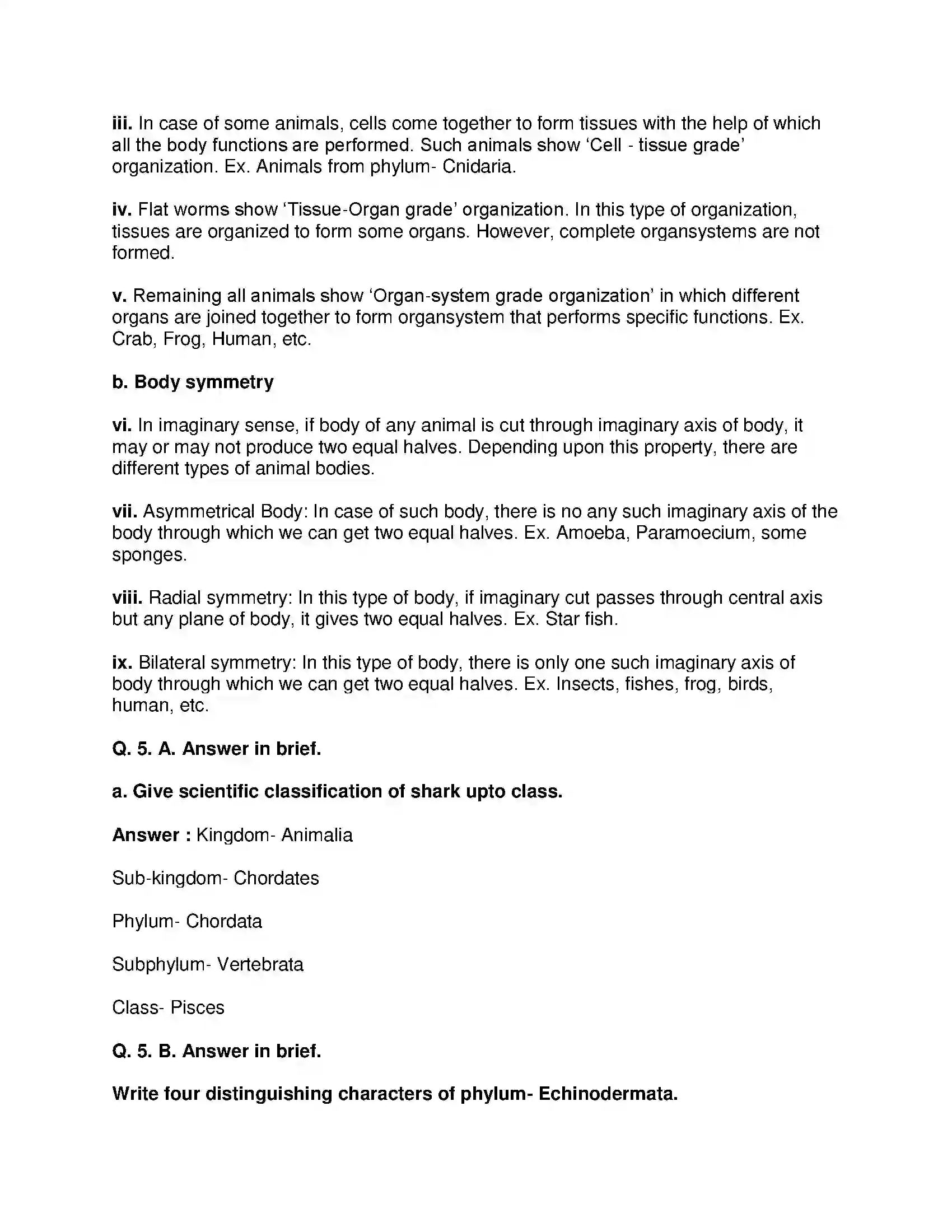 Maharashtra Board Class 10th Science & Technology-II - English Medium Animal Classification Solution 4