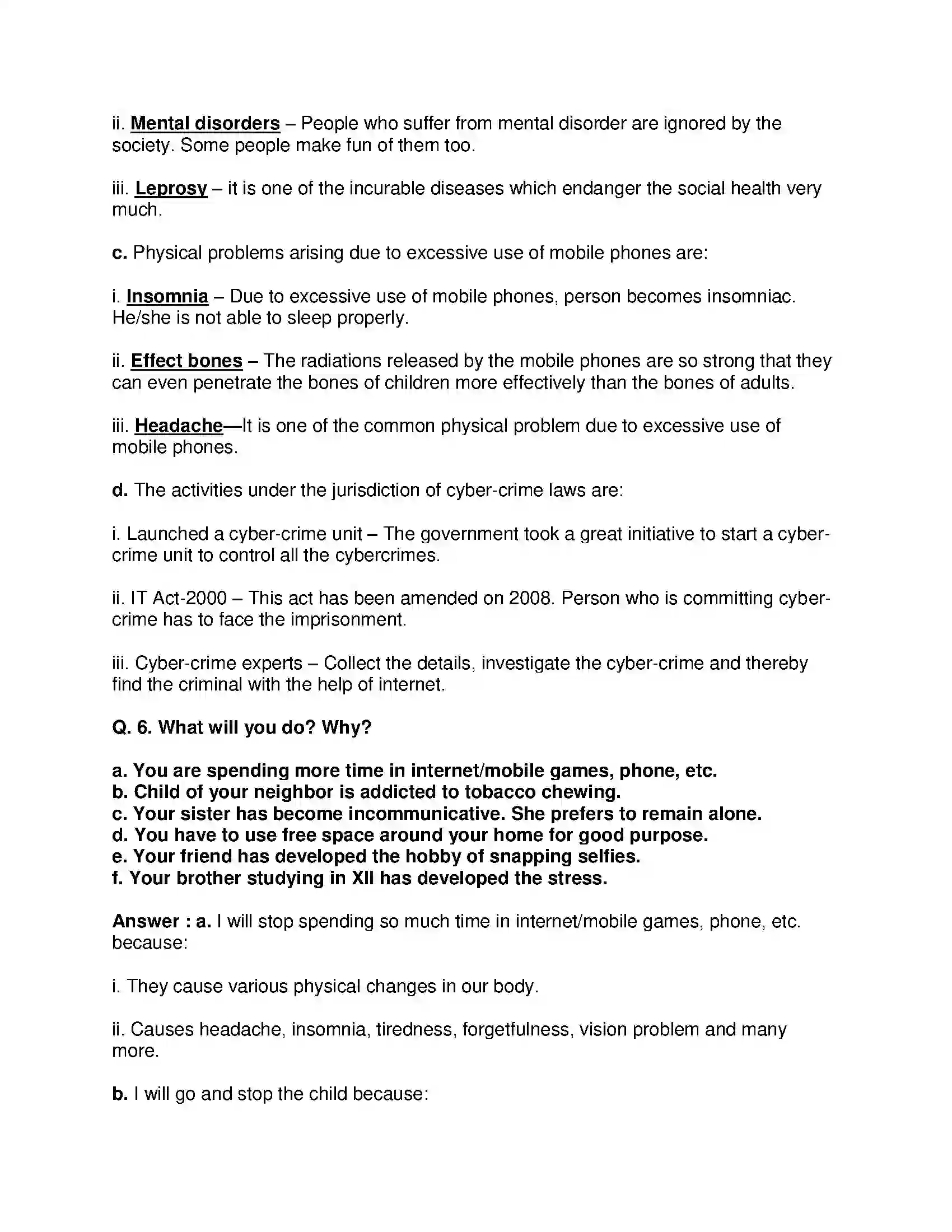 Maharashtra Board Class 10th Science & Technology-II - English Medium Social Health Solution 6
