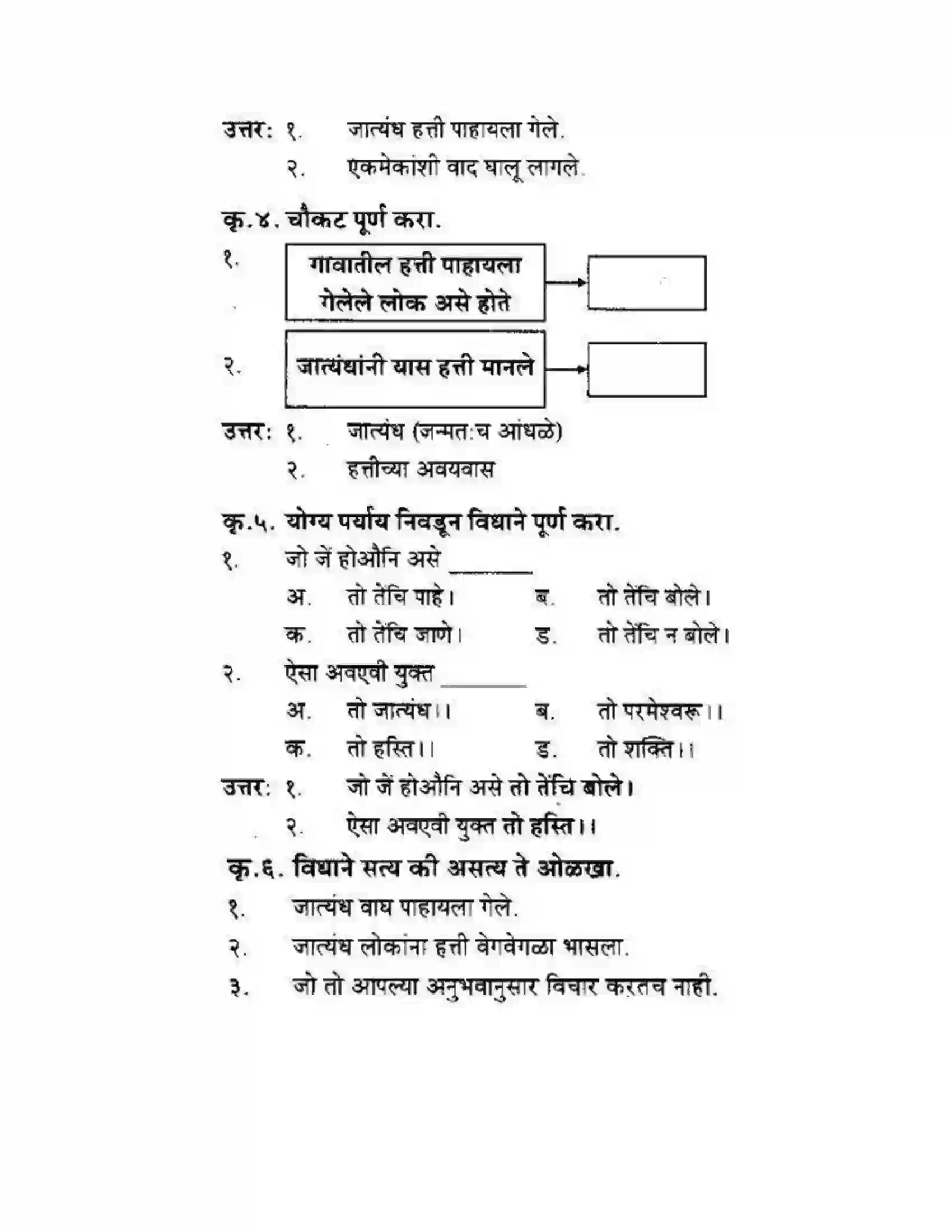 Maharashtra Board Class 10th कुमारभारती हत्तीचा दुष्टान्त - गद्य -विभाग Solution 3
