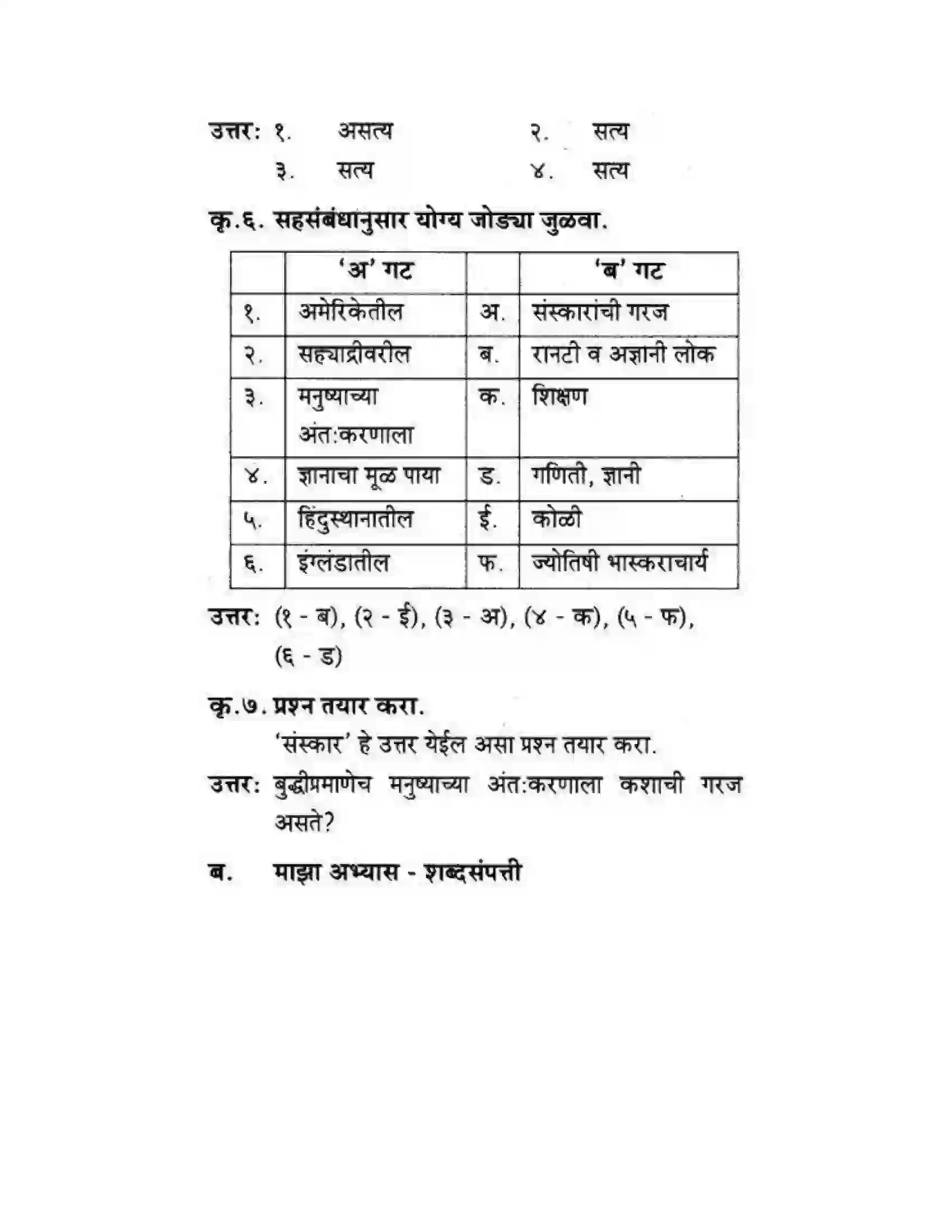 Maharashtra Board Class 10th कुमारभारती उन्नतीचे साधन - गद्य -विभाग Solution 13