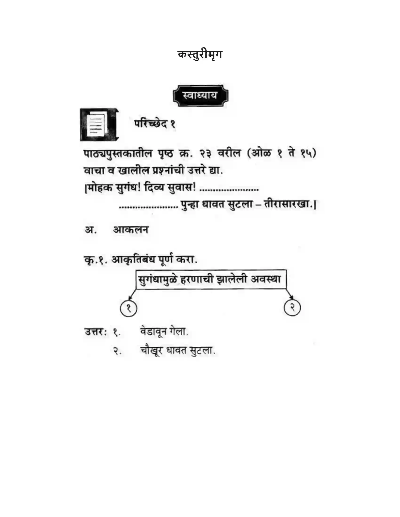Maharashtra Board Class 10th कुमारभारती कस्तुरीमृग - गद्य -विभाग Solution 1