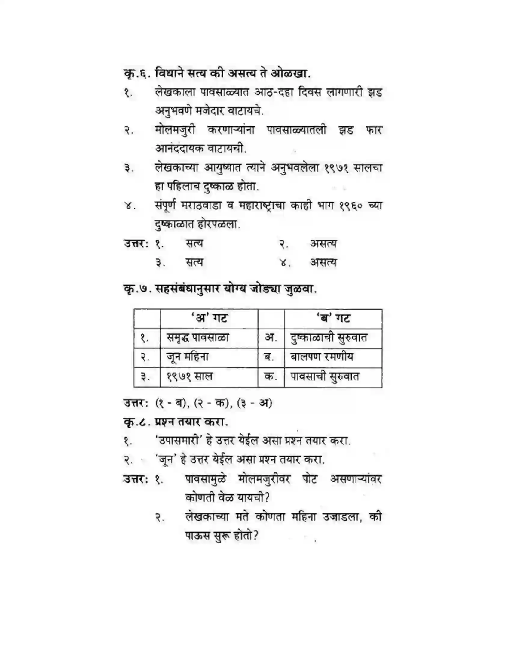 Maharashtra Board Class 10th कुमारभारती पाठ फिरवणारा पाऊस - गद्य -विभाग Solution 23