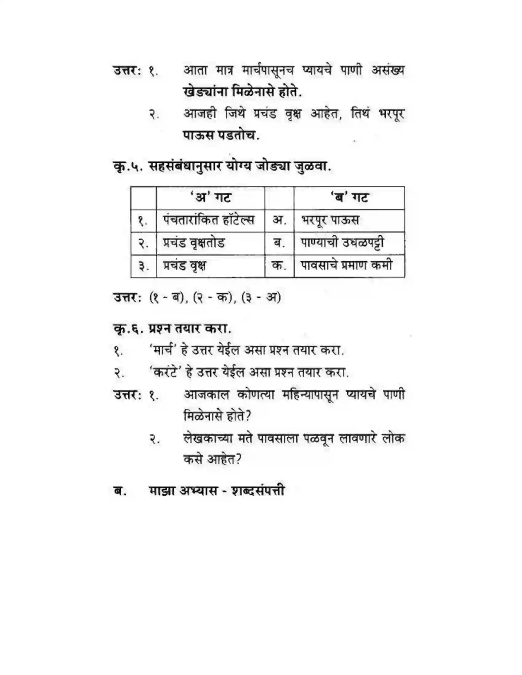Maharashtra Board Class 10th कुमारभारती पाठ फिरवणारा पाऊस - गद्य -विभाग Solution 40