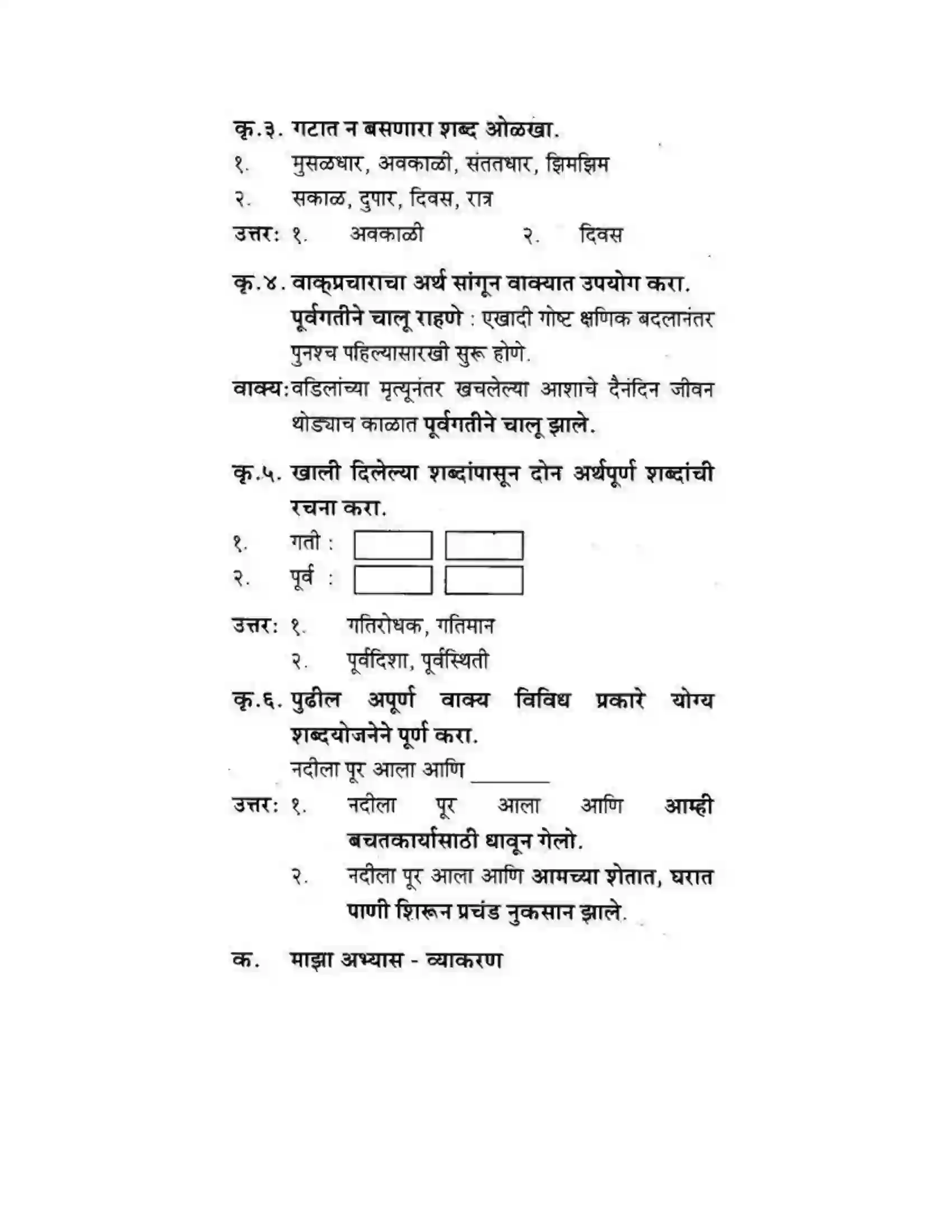 Maharashtra Board Class 10th कुमारभारती पाठ फिरवणारा पाऊस - गद्य -विभाग Solution 6