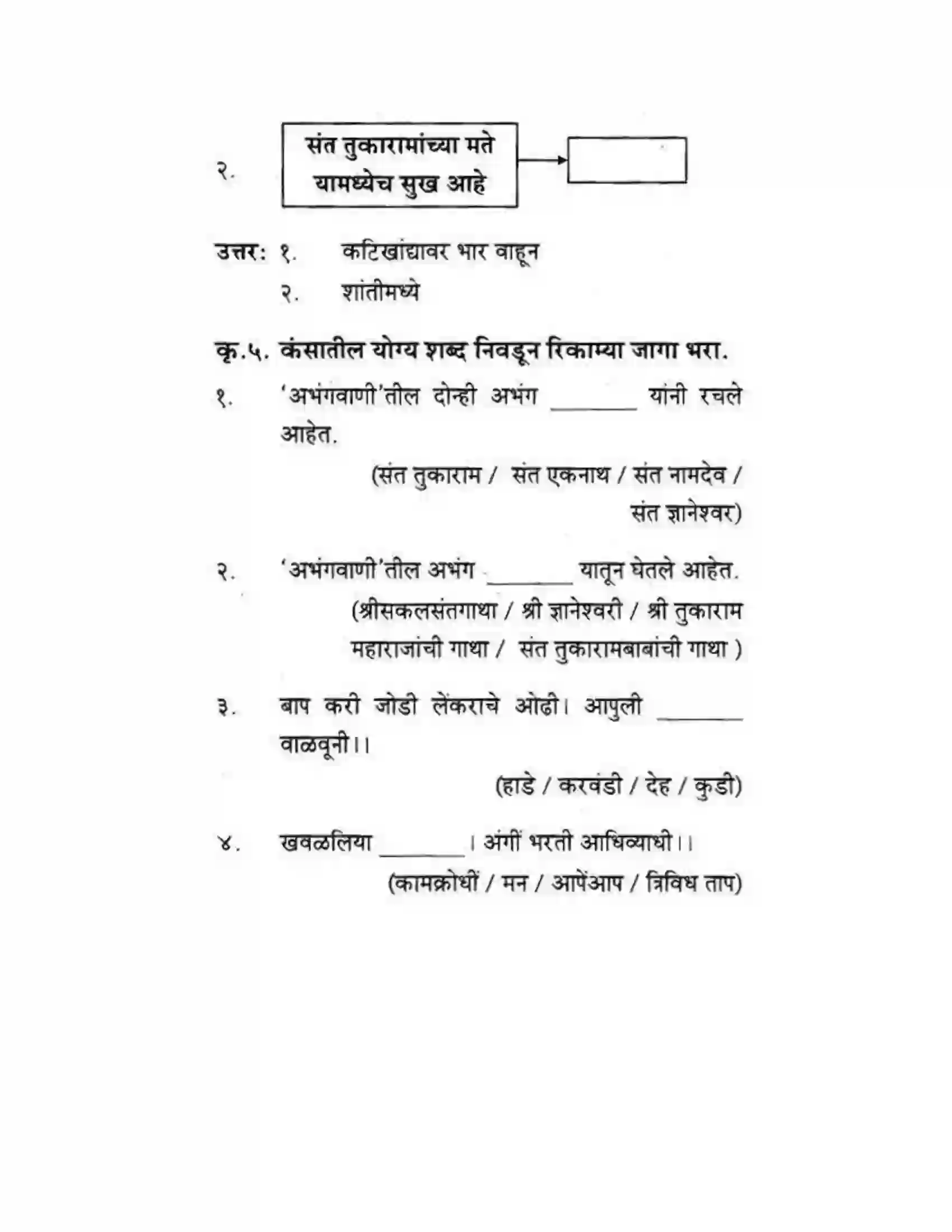 Maharashtra Board Class 10th कुमारभारती संतवाणी - पद्य-विभाग Solution 33