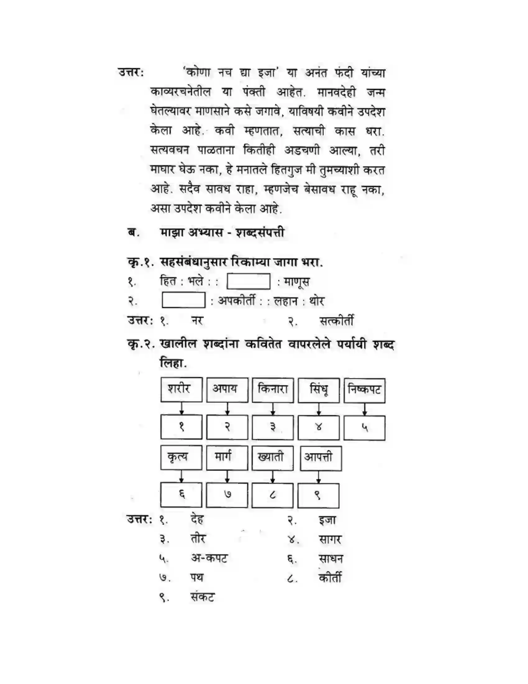 Maharashtra Board Class 10th कुमारभारती कोणा नच द्या इजा - पद्य-विभाग Solution 6
