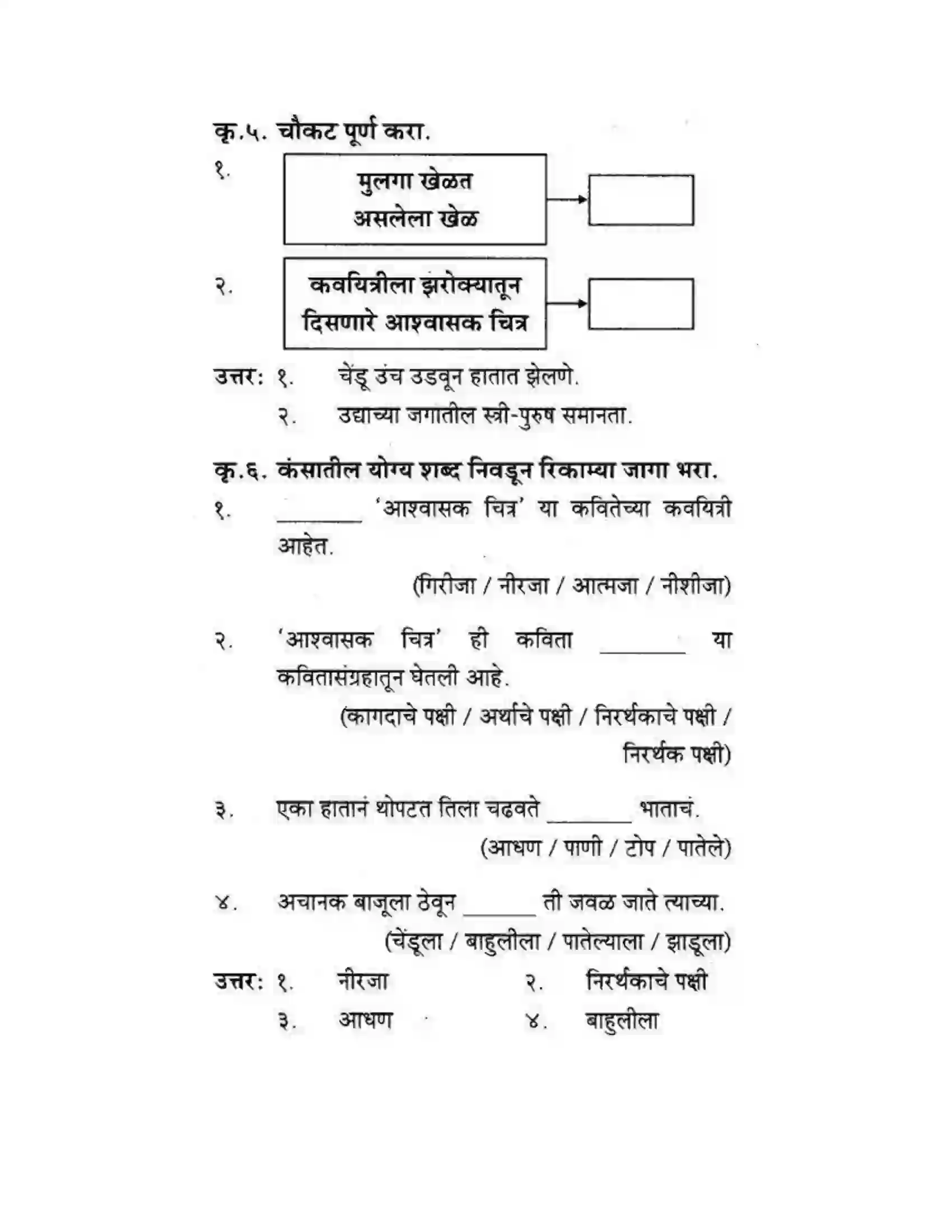 Maharashtra Board Class 10th कुमारभारती आशवसक चित्र - पद्य-विभाग Solution 3
