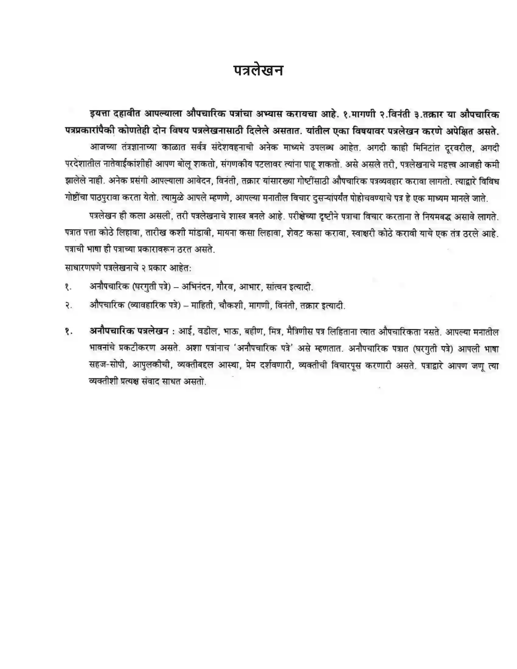 Maharashtra Board Class 10th कुमारभारती पत्रलेखन - उपयोजिक लेखन Solution 1