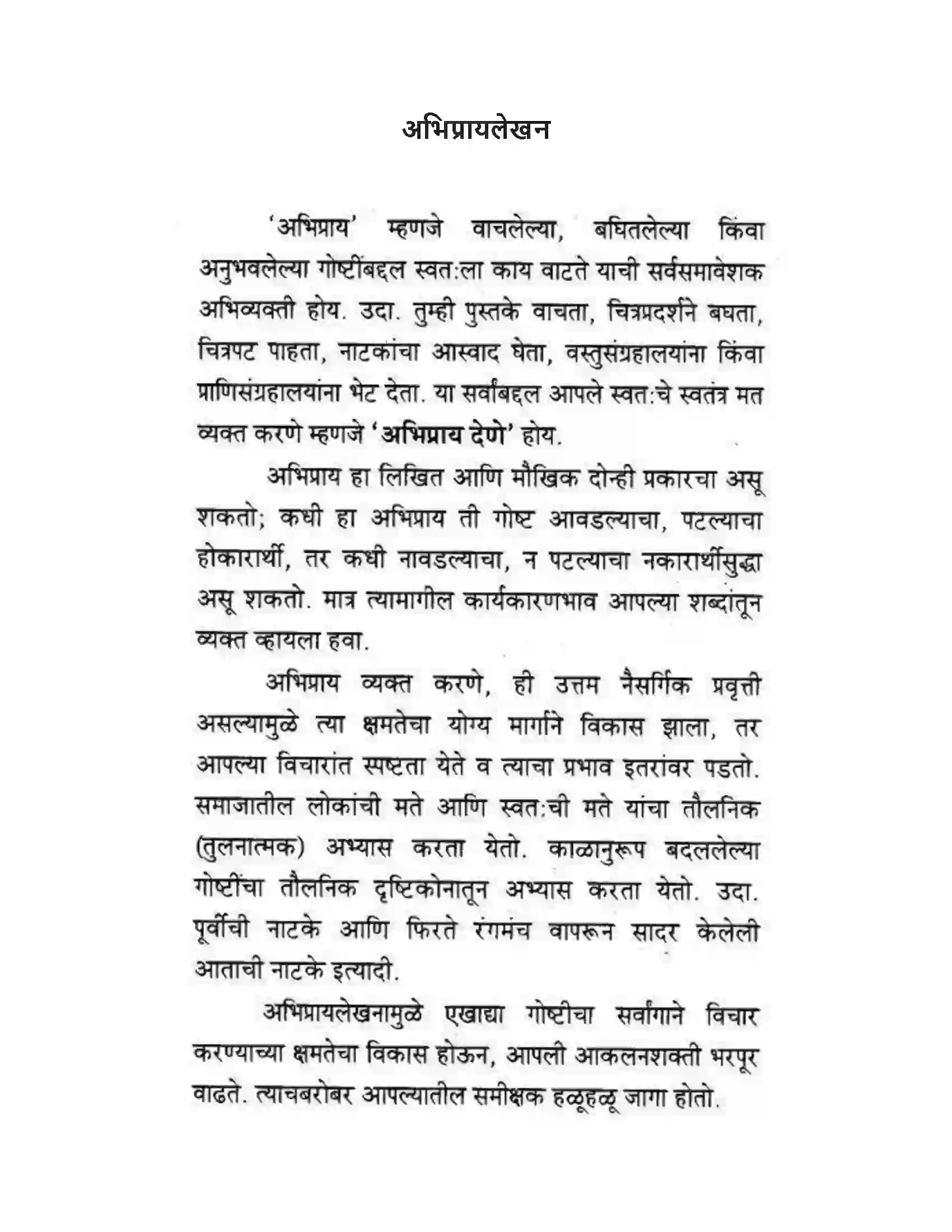 Maharashtra Board Class 10th कुमारभारती अभिप्रायलेखन - उपयोजिक लेखन Solution 1