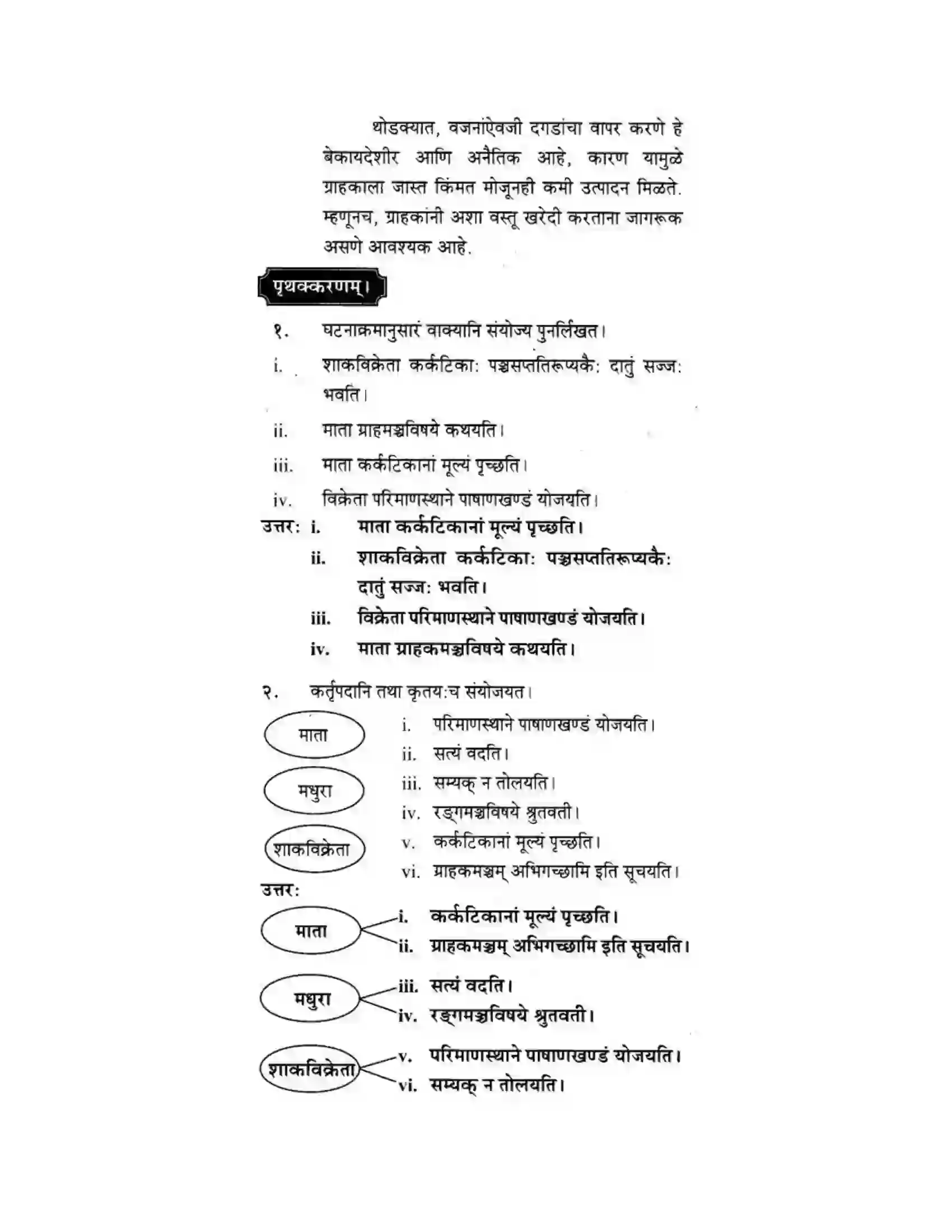 Maharashtra Board Class 10th मकरन्द (Sanskrit) ग्राह्कहिताय ग्रहकसुखाय। - गद्यम अवबोधनम Solution 6