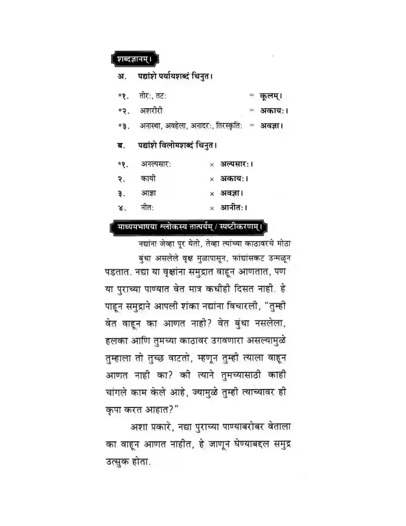 Maharashtra Board Class 10th मकरन्द (Sanskrit) नदीसमुद्रसंवाद। - पद्यम अवबोधनम Solution 3