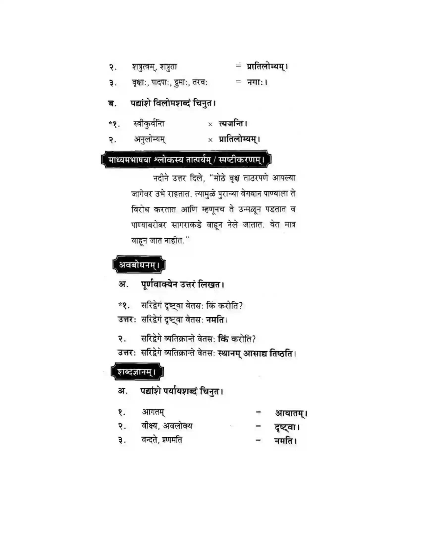 Maharashtra Board Class 10th मकरन्द (Sanskrit) नदीसमुद्रसंवाद। - पद्यम अवबोधनम Solution 5