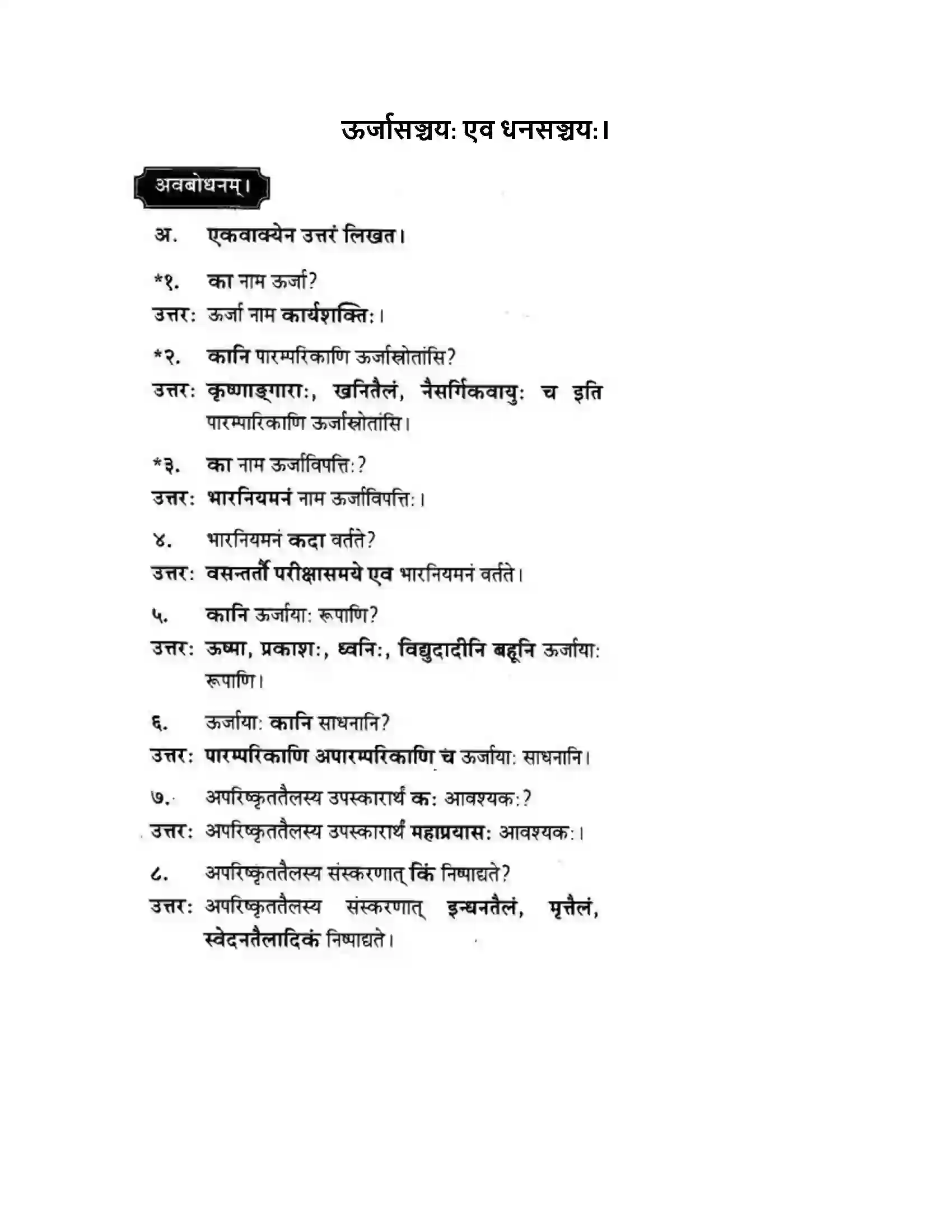 Maharashtra Board Class 10th मन्दाकिनी (Sanskrit) ऊर्जासञ्चय एव धनसञ्चय। - गद्यम अवबोधनम Solution 1