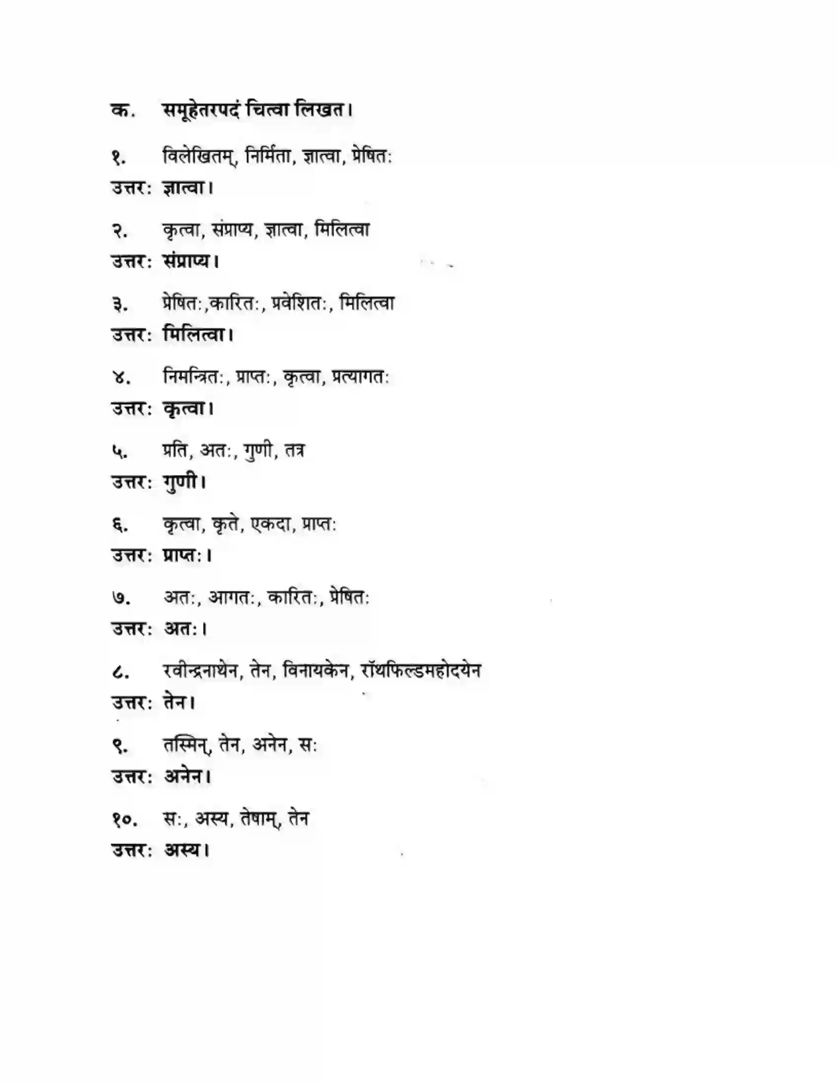 Maharashtra Board Class 10th मन्दाकिनी (Sanskrit) शिल्पकार करमरकरमहोदय। - गद्यम अवबोधनम Solution 20