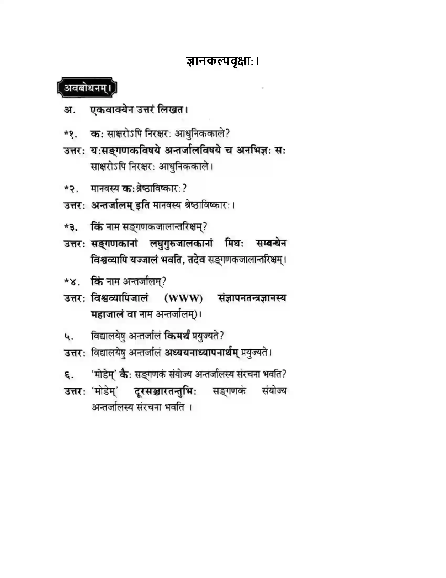 Maharashtra Board Class 10th मन्दाकिनी (Sanskrit) ज्ञानकल्पवृक्षा। - गद्यम अवबोधनम Solution 1