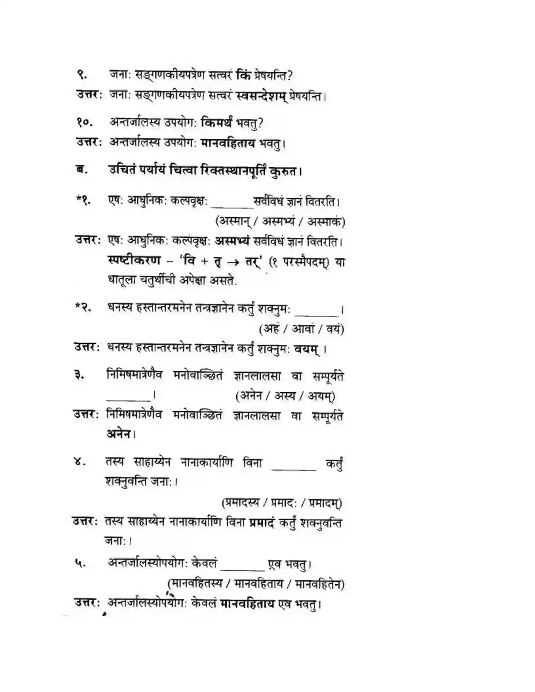 Maharashtra Board Class 10th मन्दाकिनी (Sanskrit) ज्ञानकल्पवृक्षा। - गद्यम अवबोधनम Solution 11