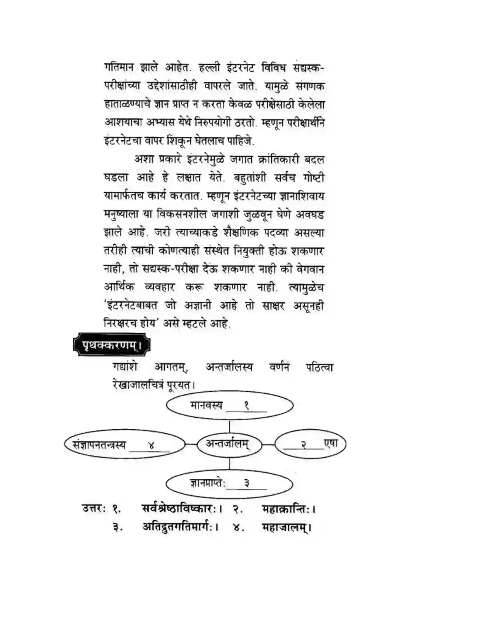 Maharashtra Board Class 10th मन्दाकिनी (Sanskrit) ज्ञानकल्पवृक्षा। - गद्यम अवबोधनम Solution 5