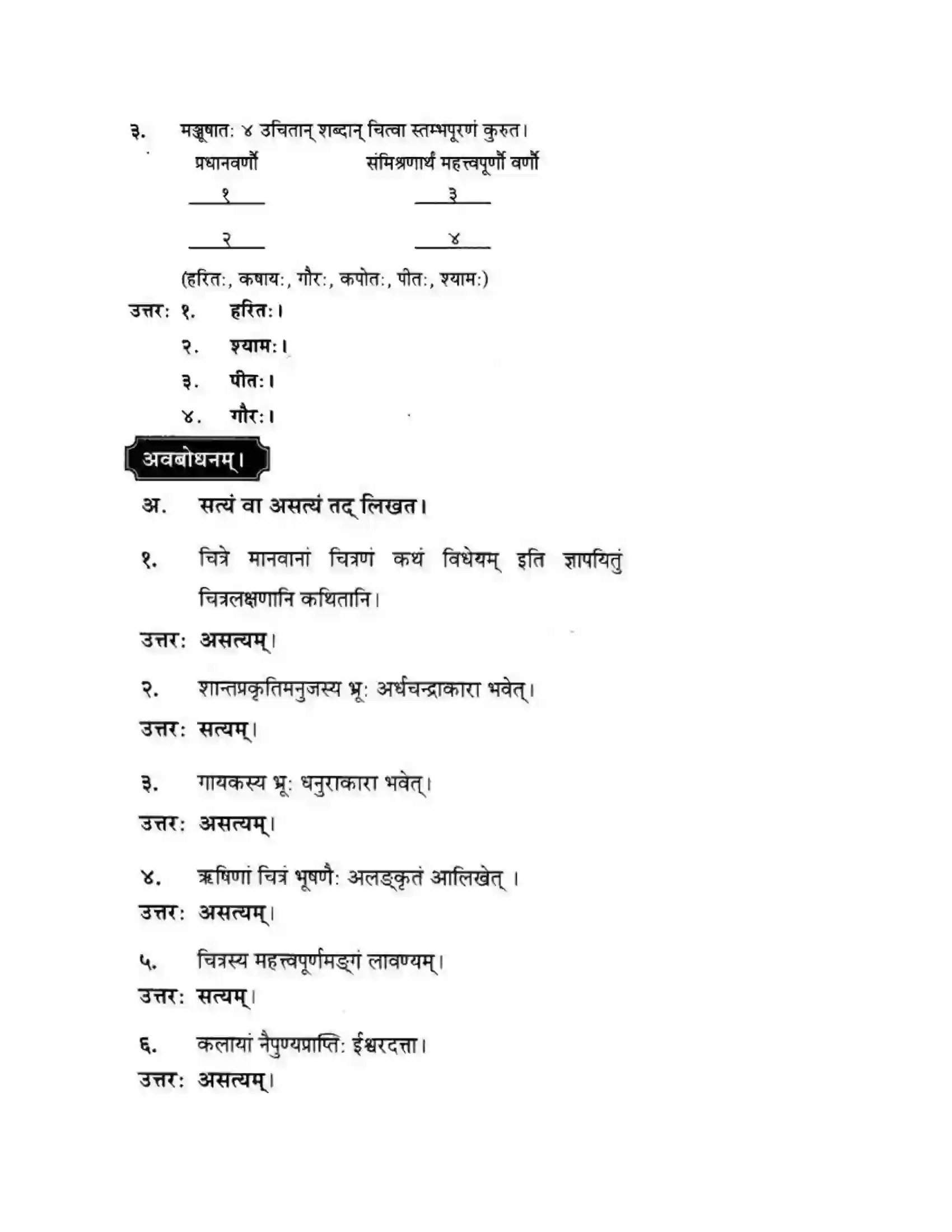 Maharashtra Board Class 10th मन्दाकिनी (Sanskrit) कलानां प्रवरंचित्रम। - स्थूलवाचनम अवबोधनम Solution 6