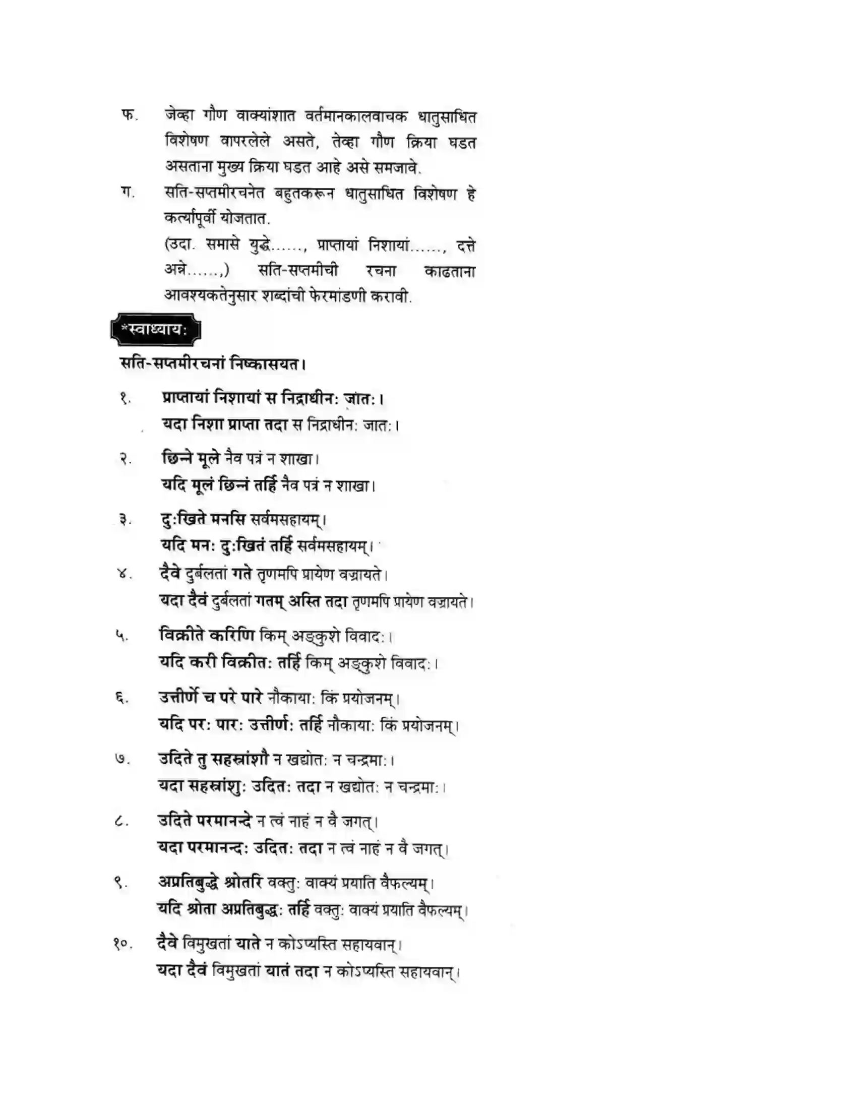 Maharashtra Board Class 10th मन्दाकिनी (Sanskrit) वाक्यपरिवर्तनम। - व्याकरणम – ऊपयोजनकौशलम Solution 6