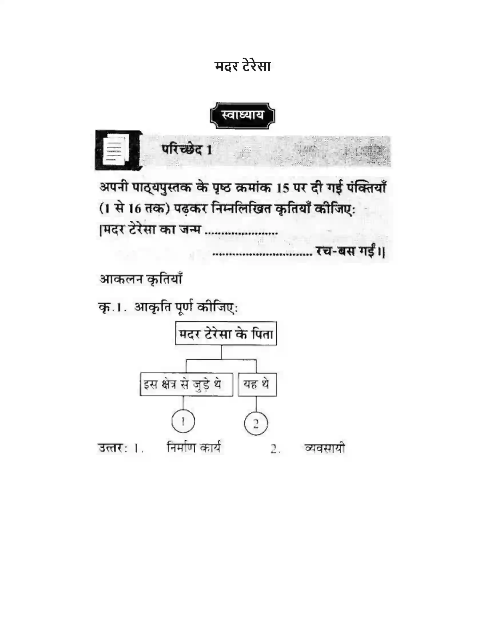 Maharashtra Board Class 10th लोकवाणी मदर टेरेसा - गद्य विभाग Solution 1